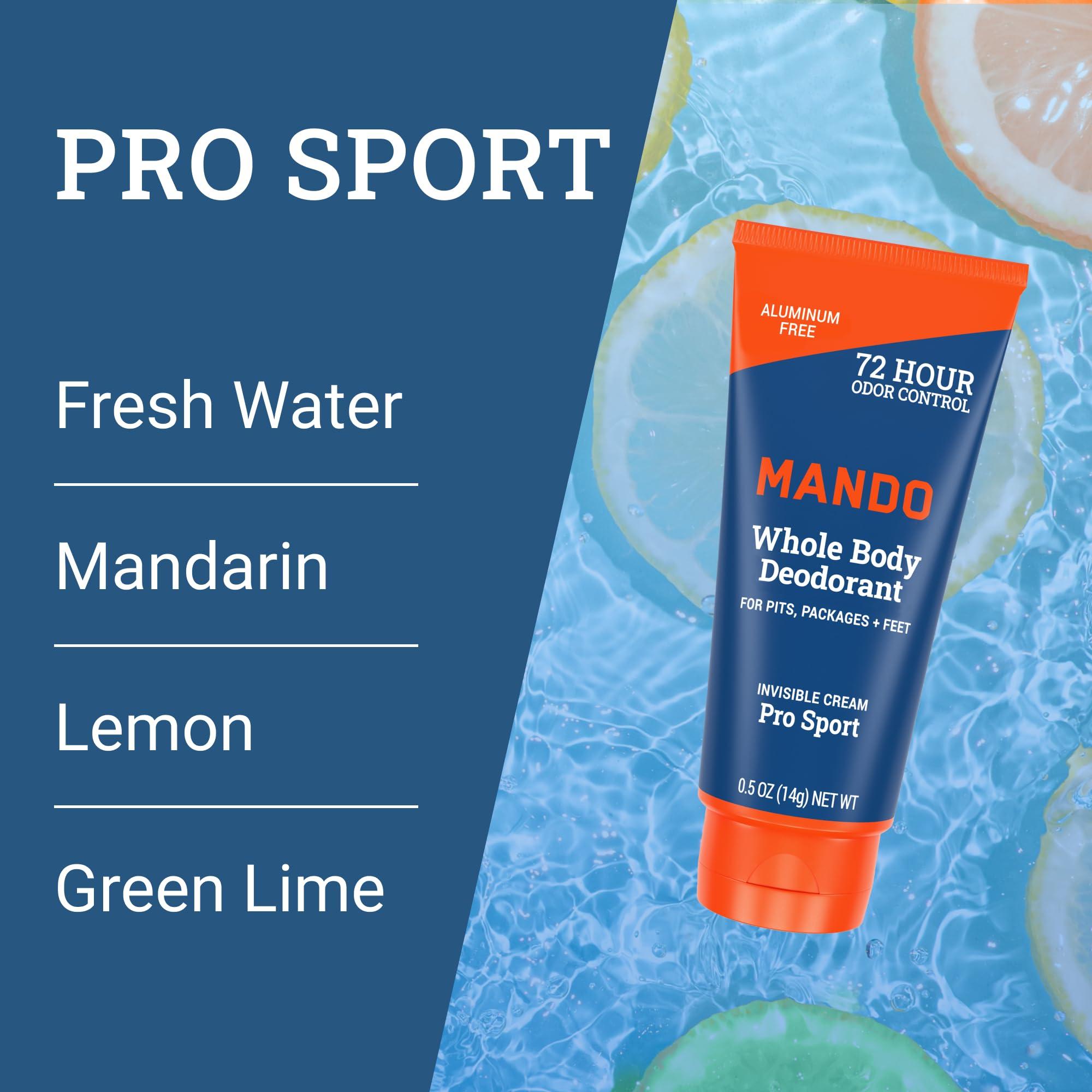 Mando Whole Body Deodorant For Men - XS Travel-Sized Invisible Cream Tube - 72-Hour Odor Control - Aluminum-Free, Baking Soda-Free - 0.5 ounce Tubes (Pack of 2) - Bourbon Leather and Pro Sport Scents - Image 6