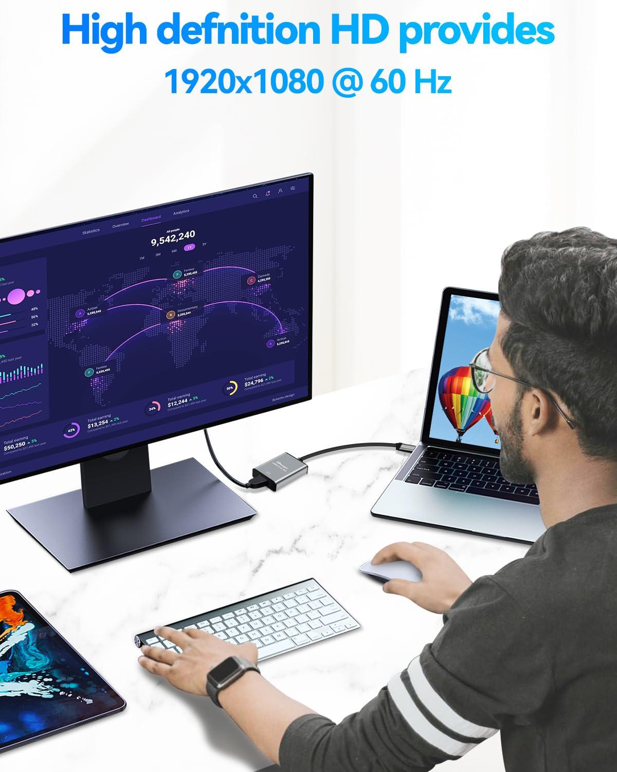 USB to HDMI Adapter,Hdmi to USBA for Monitor,USB A to HDMI for MacBook HD MI Adapter,Compatible with Windows 10/11 and Mac os,3.0 for 1080@60Hz - Image 7