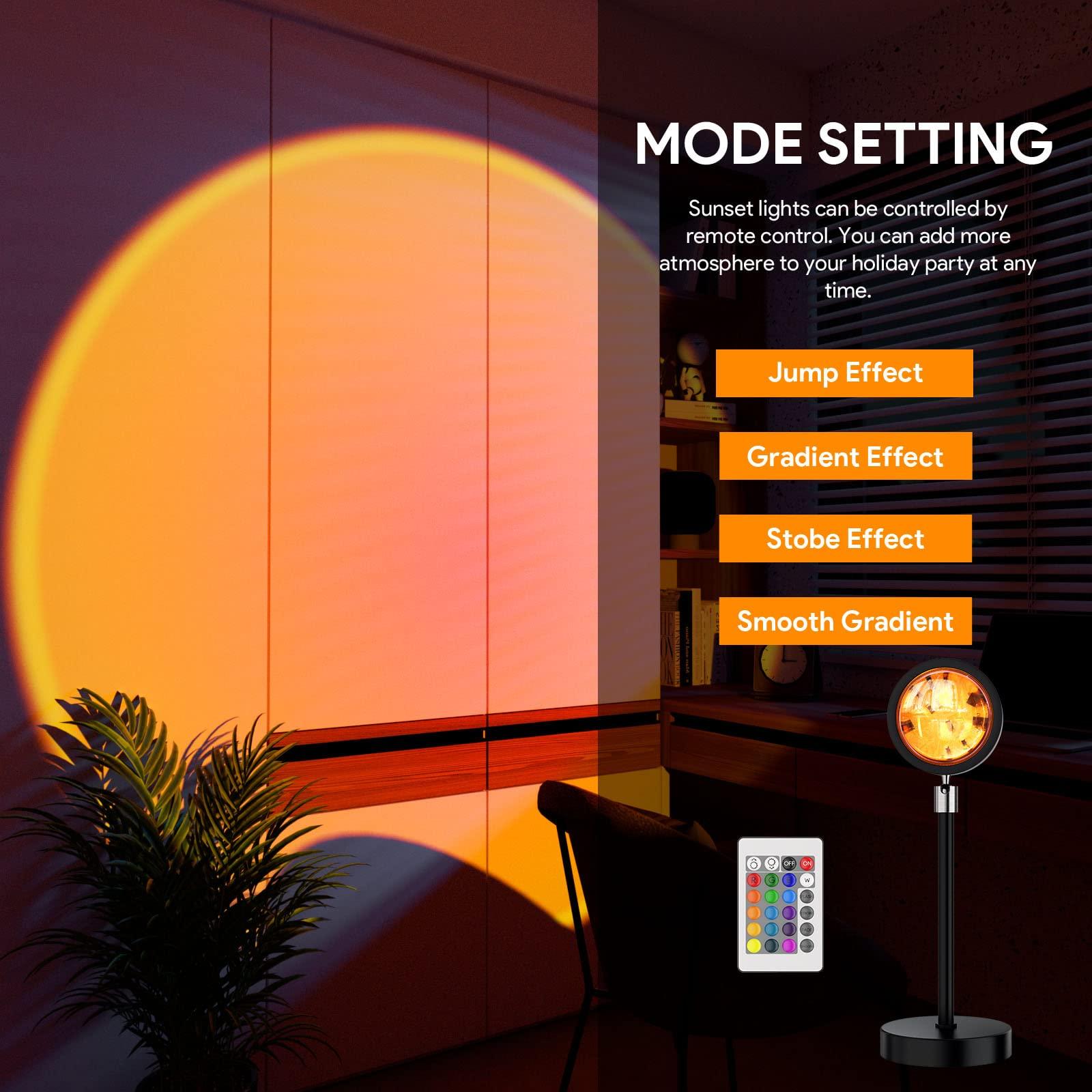 Sunset Lamp Projection Led Lights with Remote, Multicolor Colors Night Light 360° Rotation Rainbow Lights 4 Modes Setting for Photography/Selfie/ Party/Home/Living Room/Bedroom Decor, Gifts for Women - Image 5