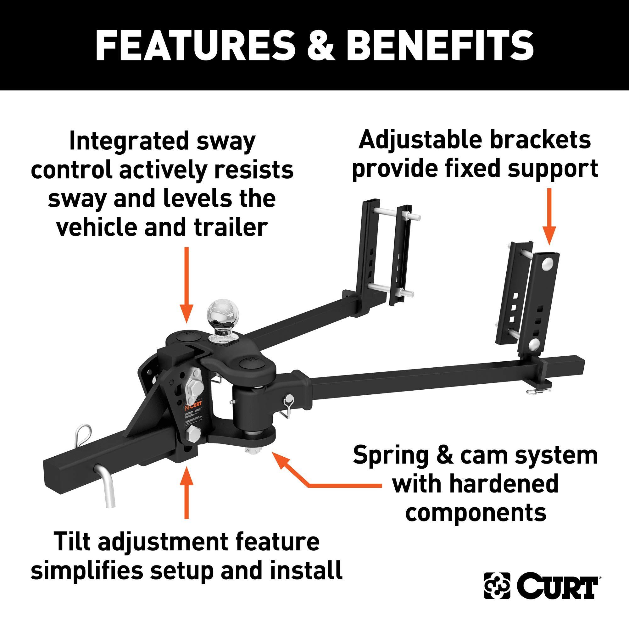 CURT 17500 TruTrack 4P Weight Distribution Hitch with 4x Sway Control, Up to 10K, 2-In Shank, 2-5/16-Inch Ball - Image 3