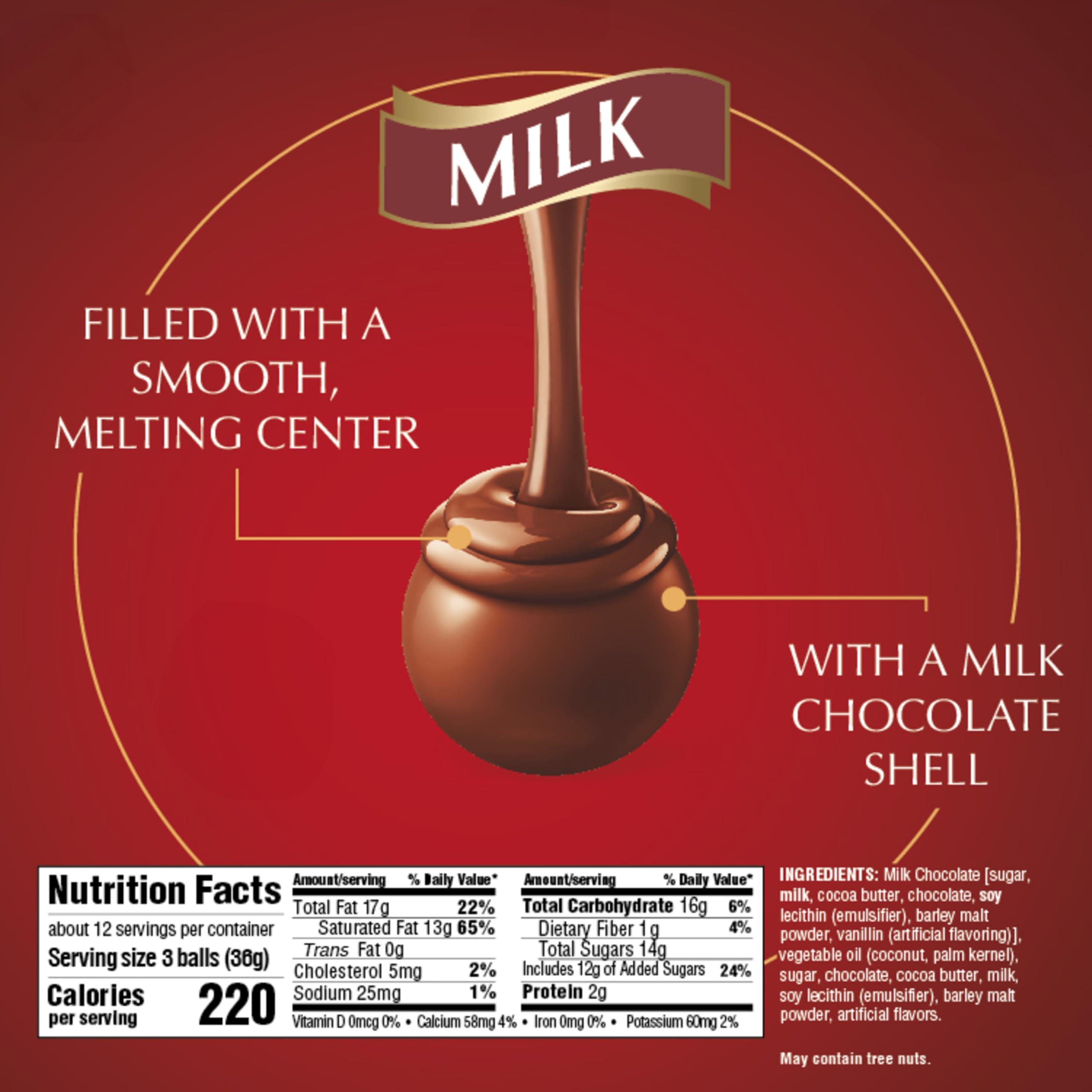 Lindt LINDOR Milk Chocolate Candy Truffles, Milk Chocolate with Melting Truffle Center, 15.2 oz. Bag - Image 5