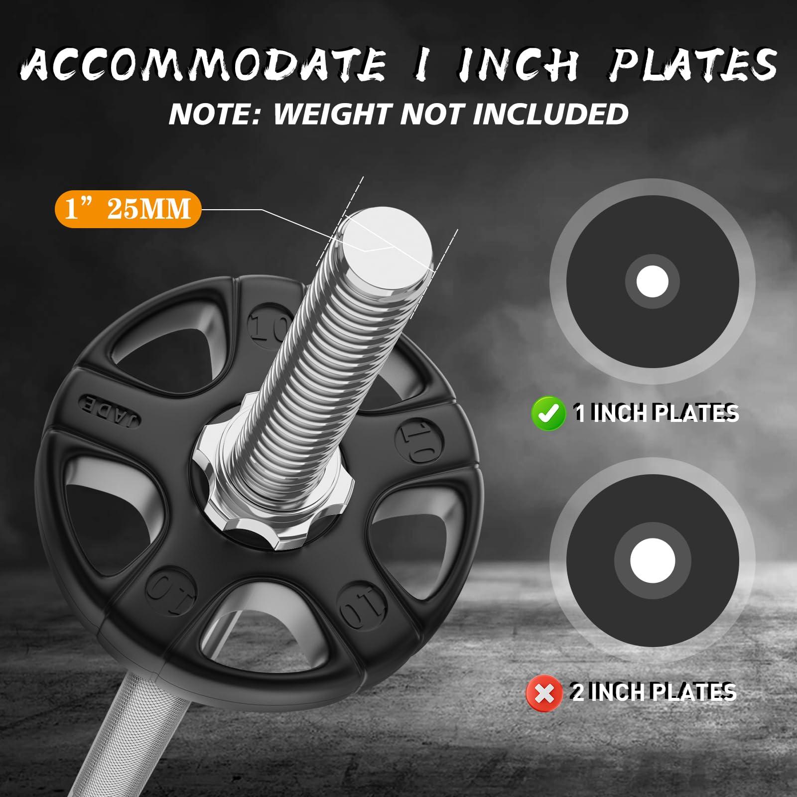 55" Weight Lifting Bar, 1" Standard Straight Barbell Bars for Weight lifting, Olympic Barbell Bar for Bench Press/Hip Thrusts/Squats/Lunges for Gym and Home, 2 Star Star-nuts (480lb Weight Capacity) - Image 4
