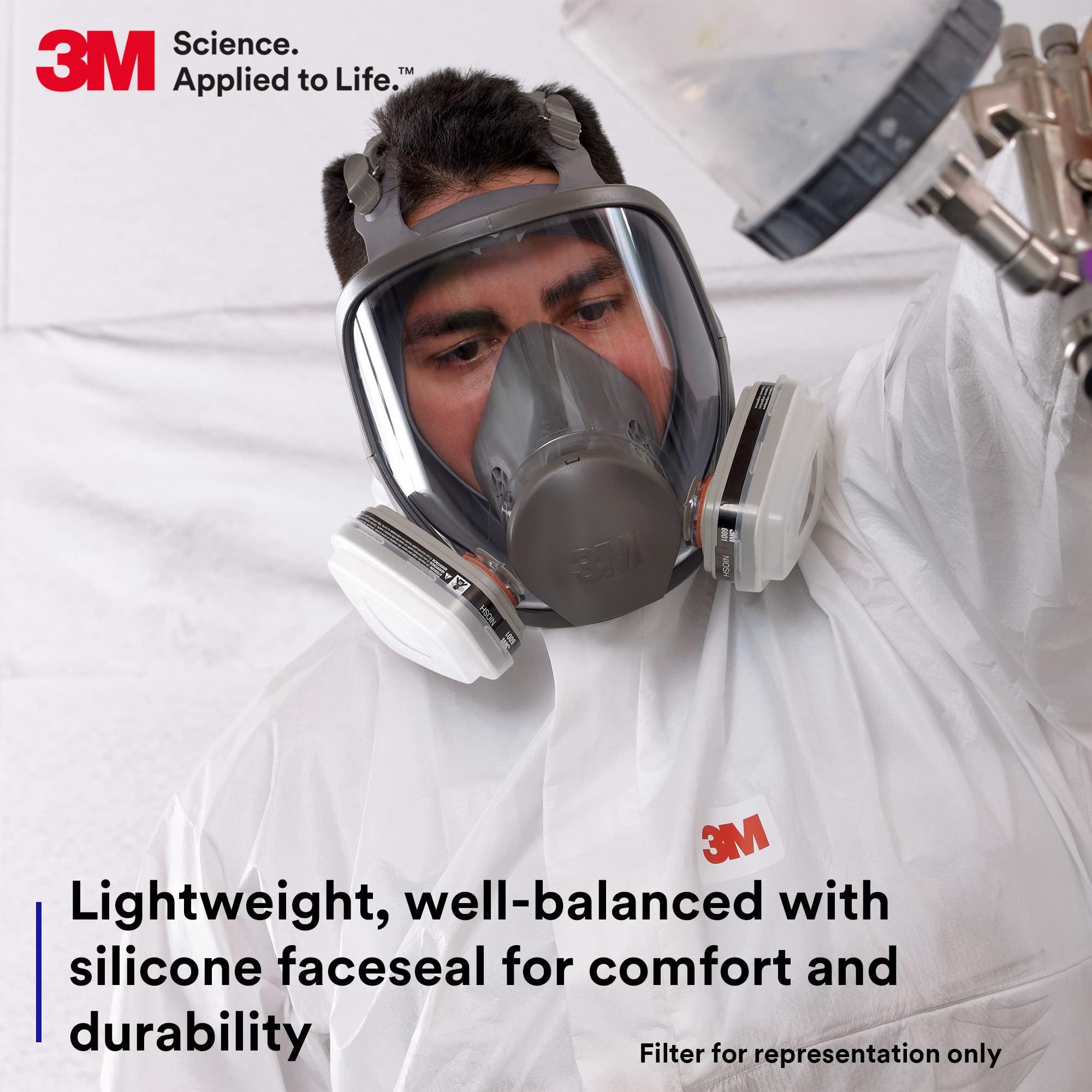 3M Full Facepiece Reusable Respirator 6800, NIOSH, Large Lens, ANSI High Impact Eye Protection, Silicone Face Seal, Four-Point Harness, Comfortable Fit, Painting, Dust, Chemicals, Medium - Image 3