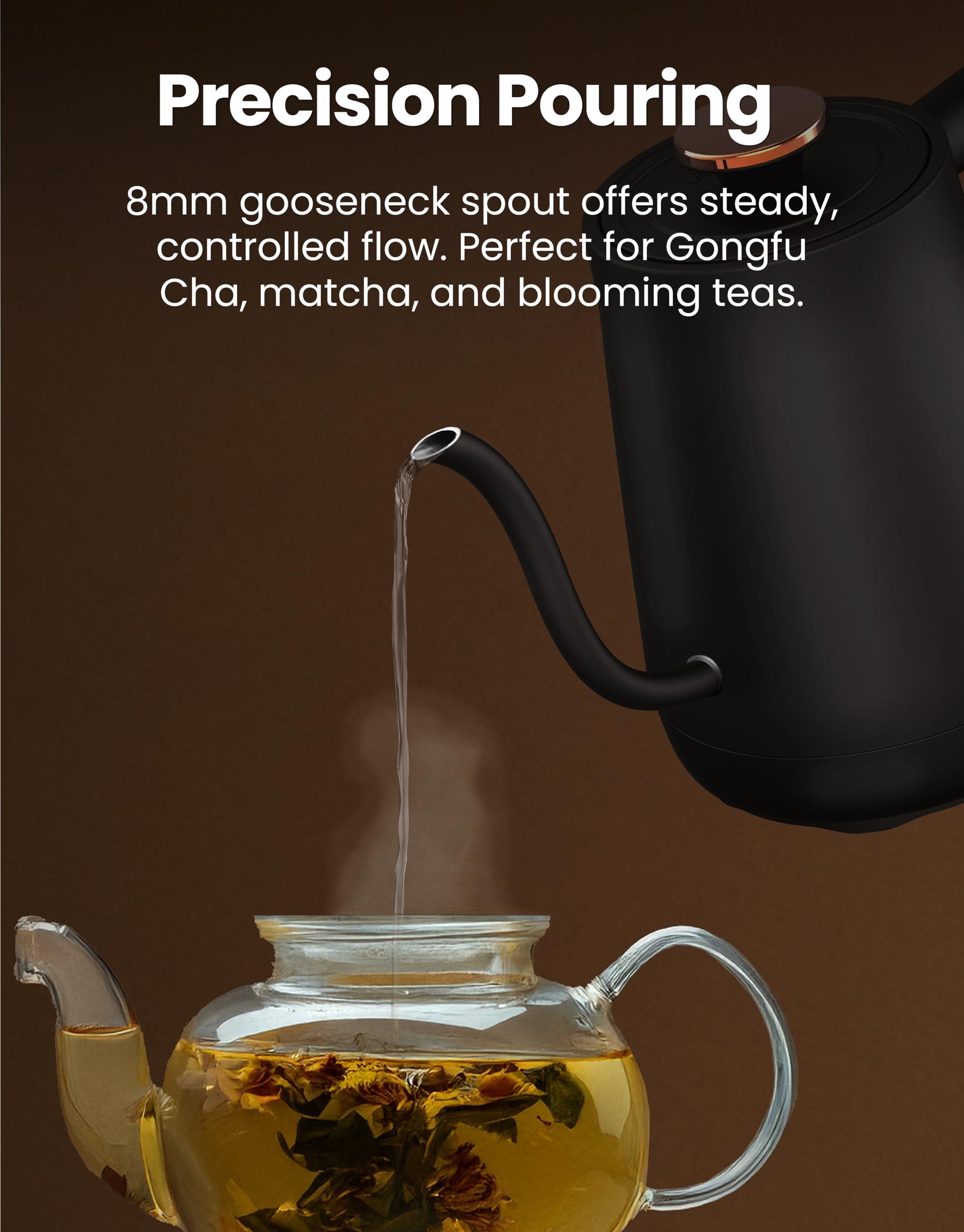Vianté Electric Gooseneck Kettle with Precise Temperature Control. Pour Over Coffee & Tea Kettle. Boil-Dry Protection & Keep Warm Function. Stainless Steel, BPA-Free. Includes V60#2 Filters. 0.8L - Image 6