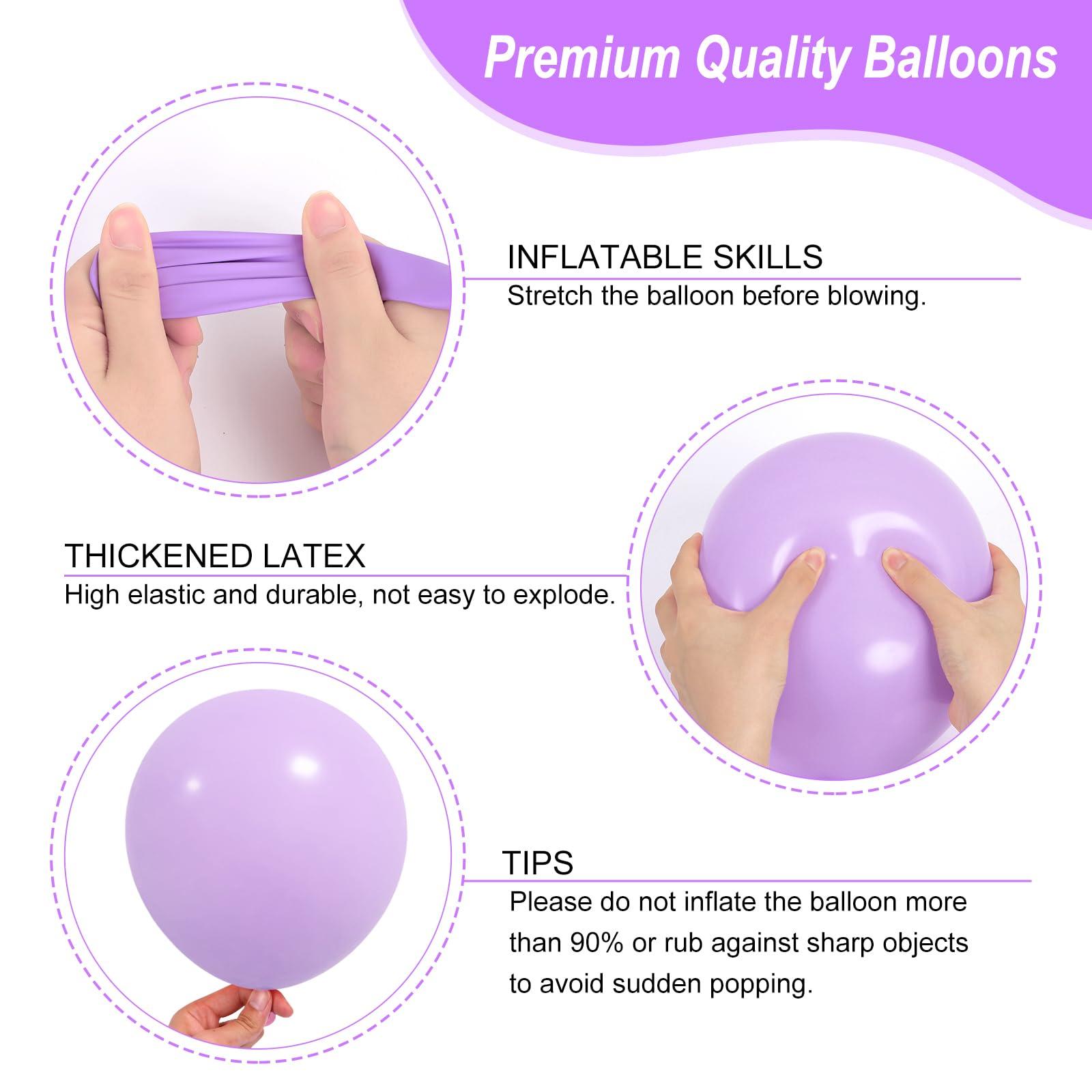 RUBFAC 135pcs Pastel Purple Lavender Balloons Different Sizes 18 12 10 5 Inch for Garland Arch, Latex Light Purple Balloon for Birthday Party Baby Shower Gender Reveal Wedding Decorations - Image 3