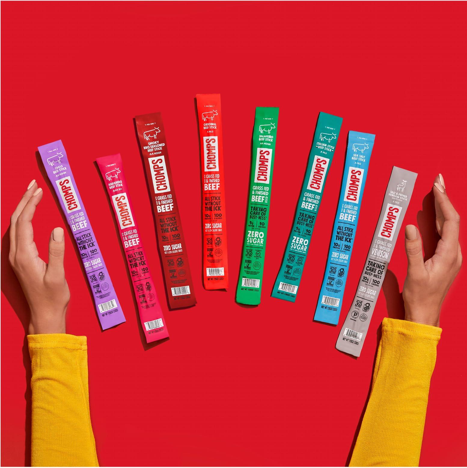 Chomps Grass-Fed and Finished Jalapeño Beef Jerky Snack Sticks 10-Pack - Keto, Paleo, Whole30, 10g Lean Meat Protein, Gluten-Free, Zero Sugar Food, Non-GMO - Image 8