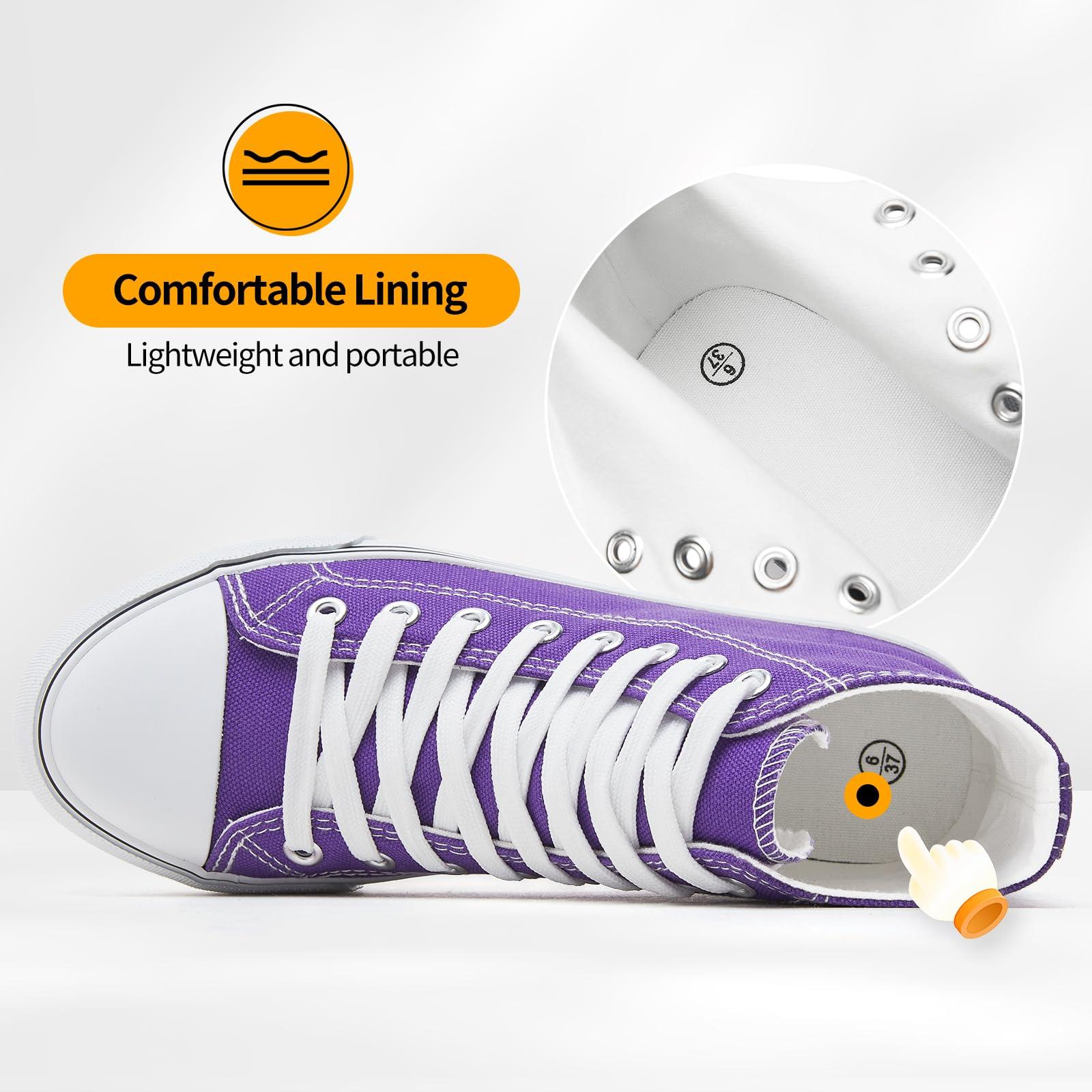 ZGR Womens High Top Canvas Sneakers,Lace-up Canvas Shoes,Casual Tennis Walking Shoes - Image 3