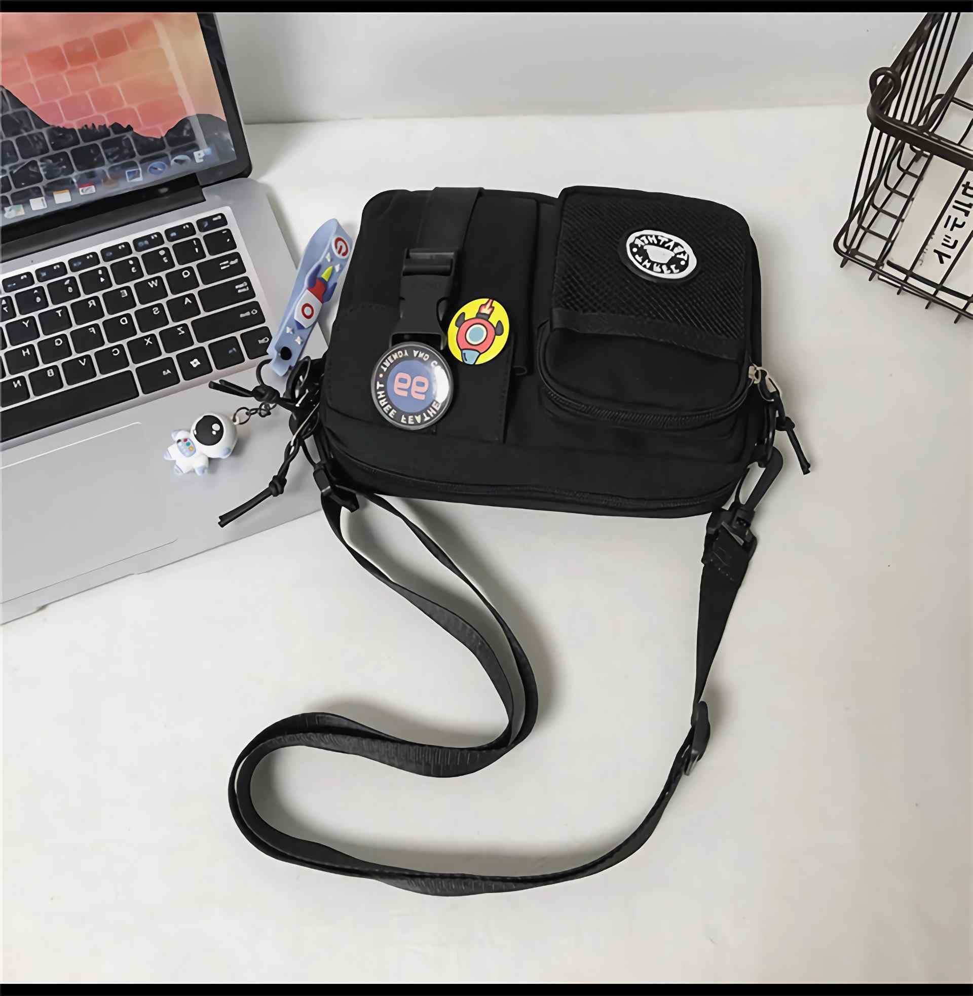 Lefe Liee Black Crossbody Bag for Men - Cute Small Messenger Sling Shoulder Bag - Men's Gift - Image 3