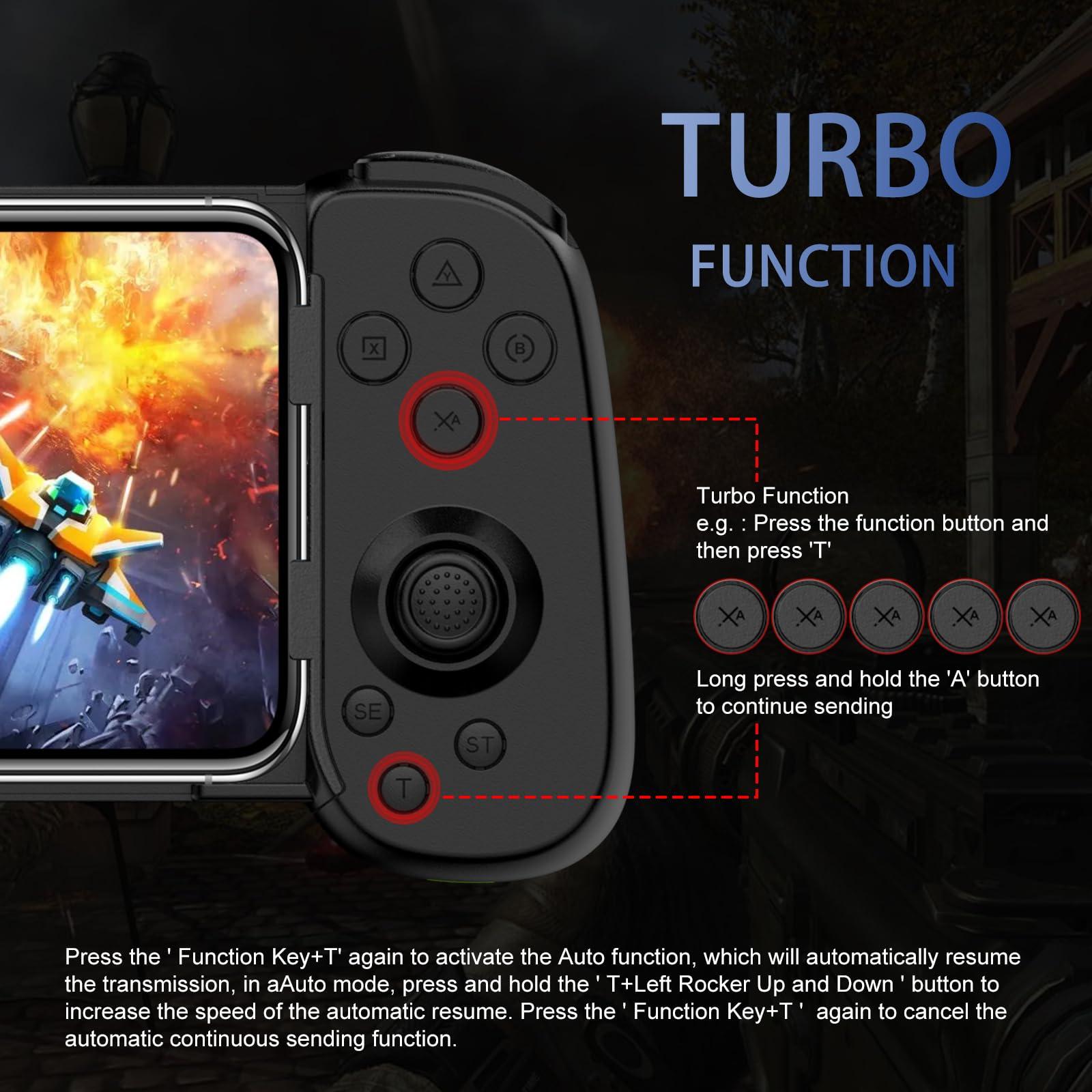 Wireless Controller for iPhone/Android/PC/iPad/Tablet/APPL Arcade MFi Games/Switch/PS4, Support Streaming on PS5/PS4/Xbox/PC Console, Cloud Gaming Gamepad Joystick - Turbo/6-Axis Gyro/Dual Motors - Image 3