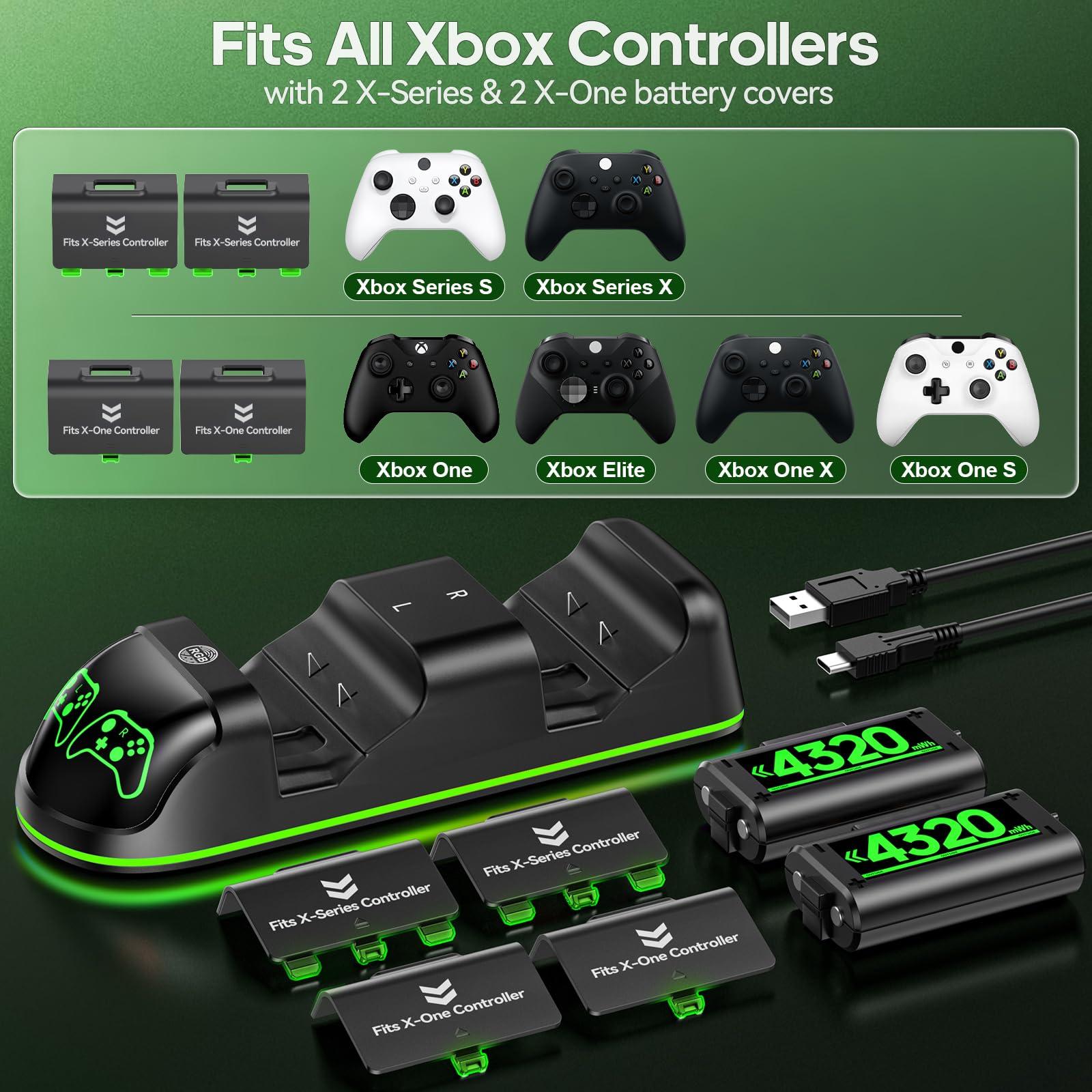 OIVO XSX Controller Charger Station with 2 Packs 4320mWh Rechargeable Battery for Xbox Series X/S/One/Elite/Core Controller, Charging Dock for Xbox with 4 Packs Covers - Image 4