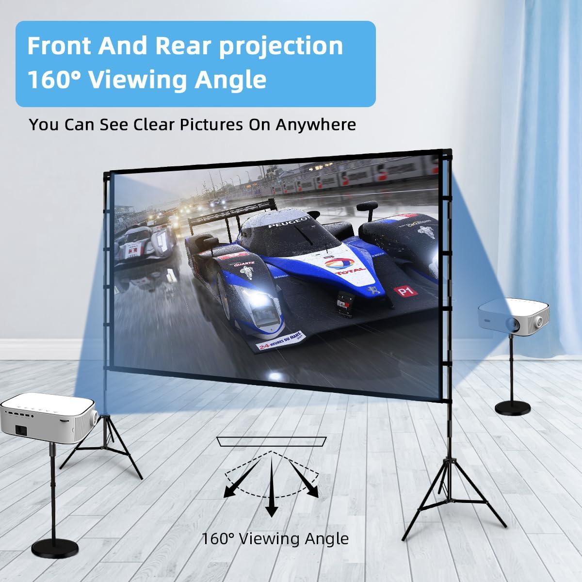 Projector Screen and Stand, Towond 120 inch Portable Projector Screen Indoor Outdoor Movie Screen 16:9 4K HD Wrinkle-Free Lightweight Projection Screen with Carry Bag for Backyard Movie Night - Image 5