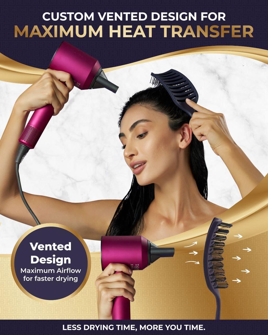 BEAUXSOI Vented Detangling Brush for Wet or Dry, Thick, Coily, and Curly Hair | Curved Vent Brush for Blow Drying - Image 3