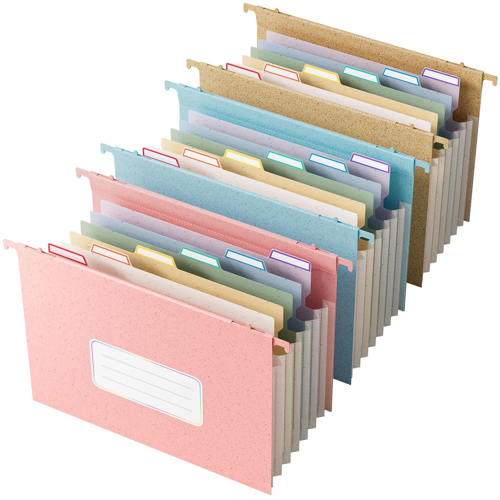 EcoStash Wheat Straw Expanding Hanging File Folders, 3 Color File Organizer, 1.2" Accordion Pockets, Large Capacity, Letter Size for Filing Cabinet, 100% BPA Free, Return to Nature, Healthy Living