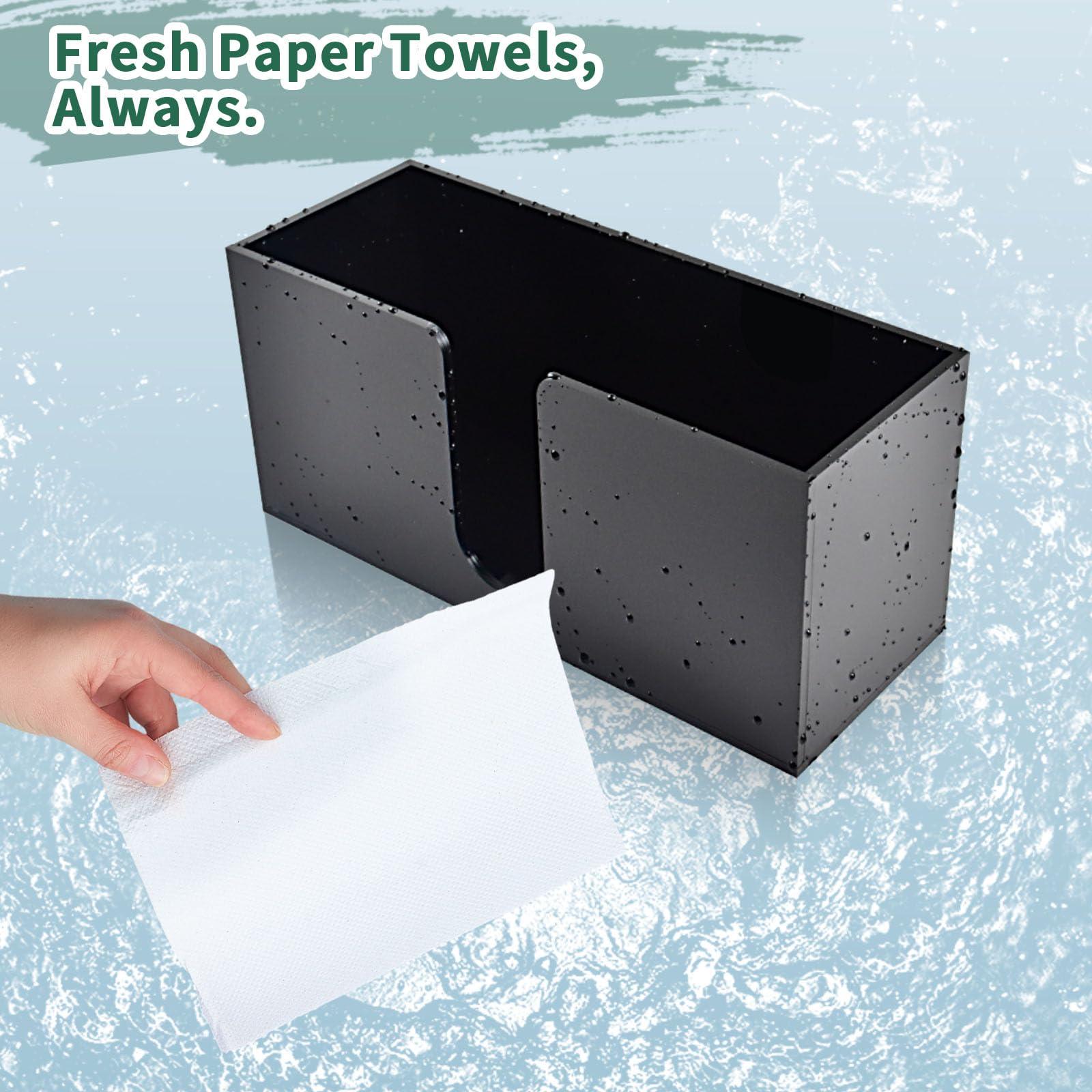 2Pack Paper Towel Holder Countertop, Black Acrylic Napkin Dispenser, Multifold Paper Towel Dispenser for for Z-fold C-fold MultiFold Trifold-Bathroom Toilet Kitchen Restaurant - Image 7