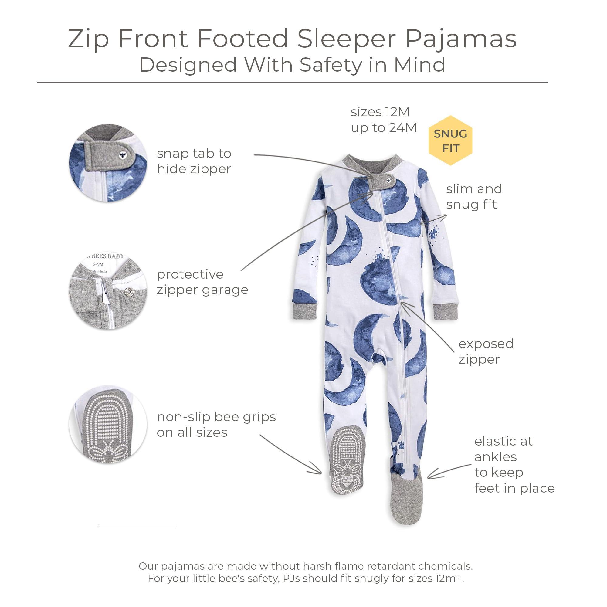 Burt's Bees Baby Boys' Snug Fit One-Piece Footed Non-Slip Sleeper - Image 2