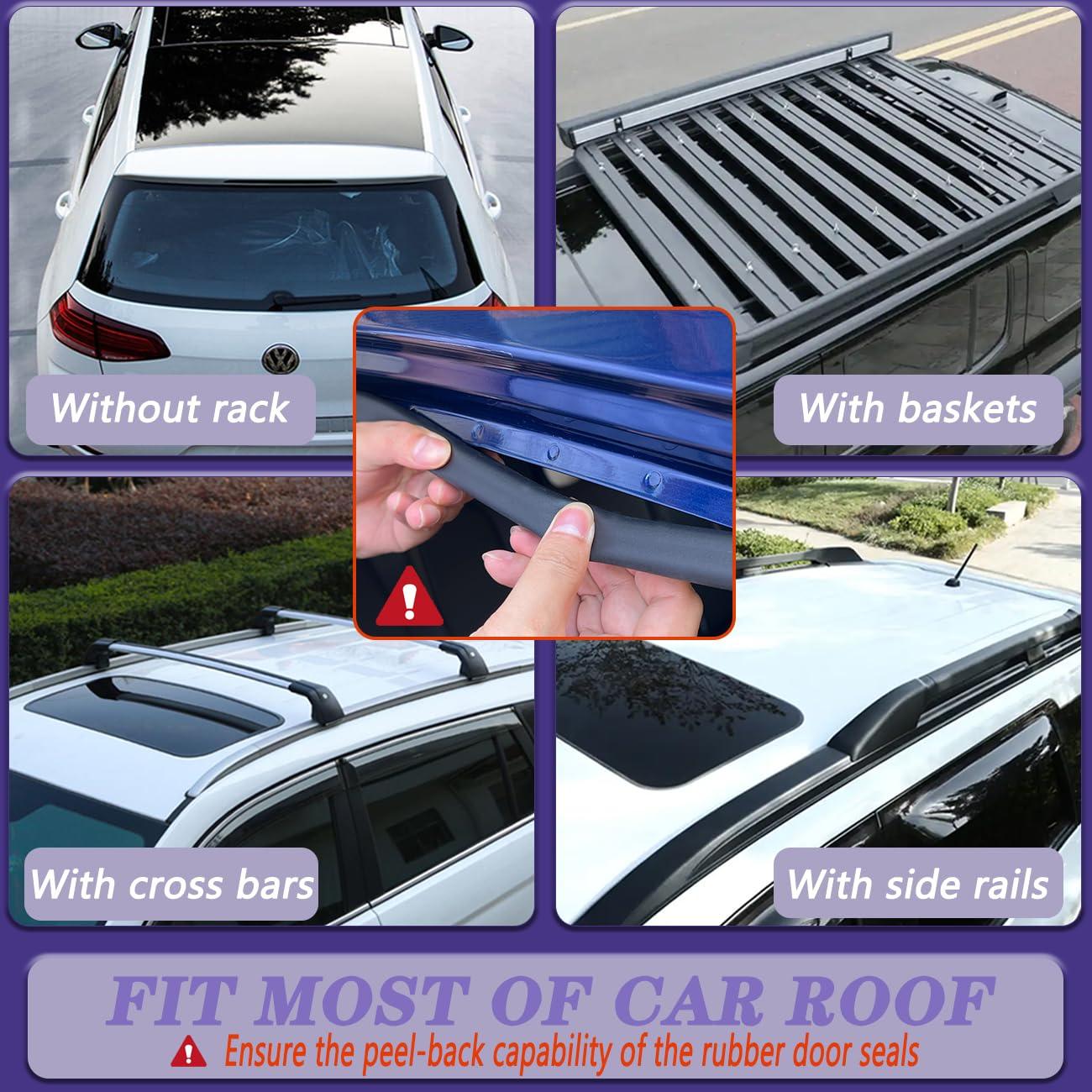 Car Rooftop Cargo Tie Down Hook Straps,Adjustable Roof Cargo Carrier Straps for Car Roof Bag,No Roof Rack Required,6Pcs - Image 2