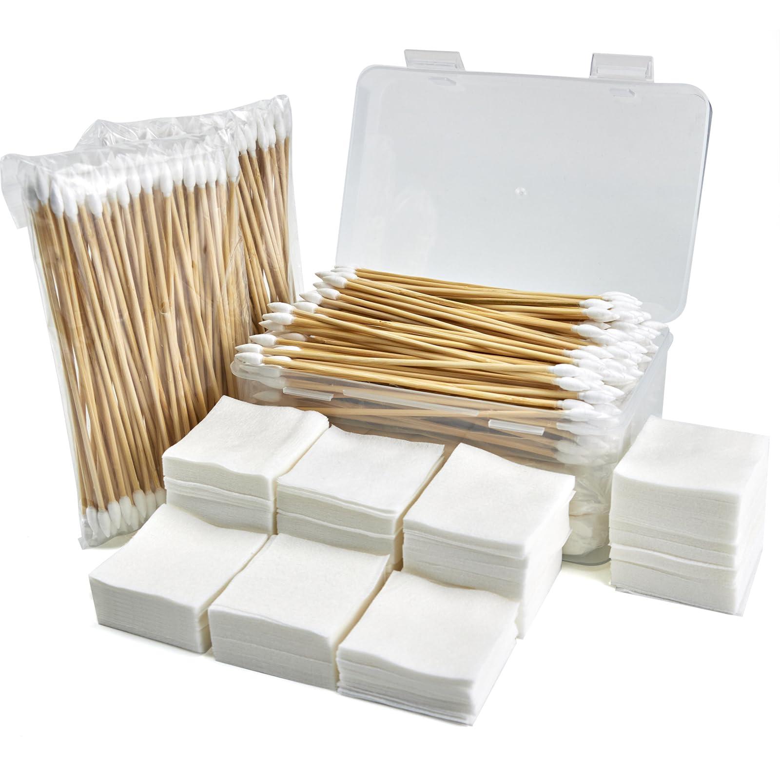 Gun Cleaning Supplies - Cleaning Patches and Cotton Swabs, 6" Long Cotton Swab & 2" Lint Free Pad - Highly Absorbent, Essential Supplies for Barrel and Bore Care