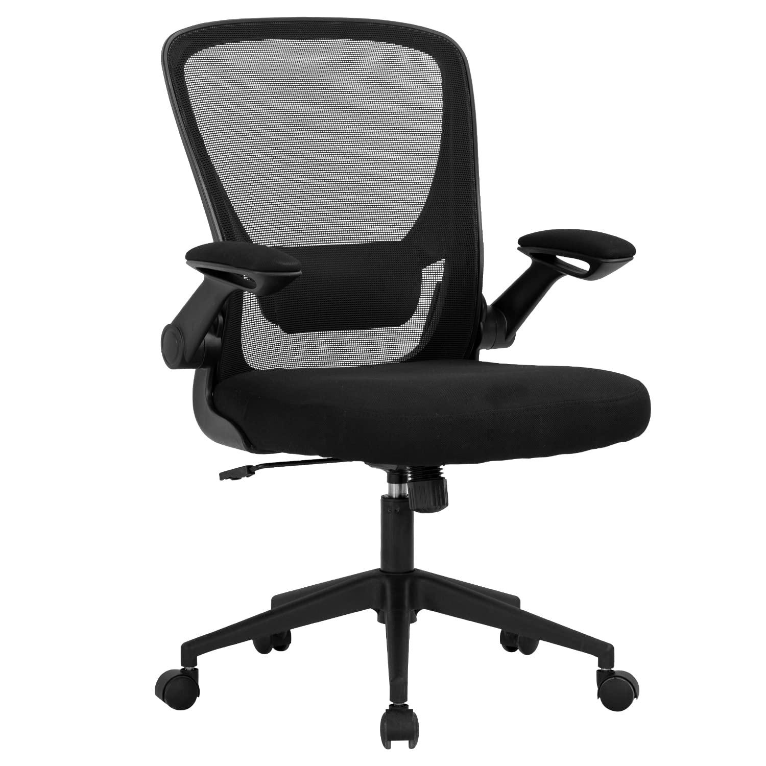 Office Chair Computer Chair Ergonomic Desk Chair Modern Rolling Executive Mesh Chair with Lumbar Support and Adjustable Mid Back Flip-up Armrests(Black)