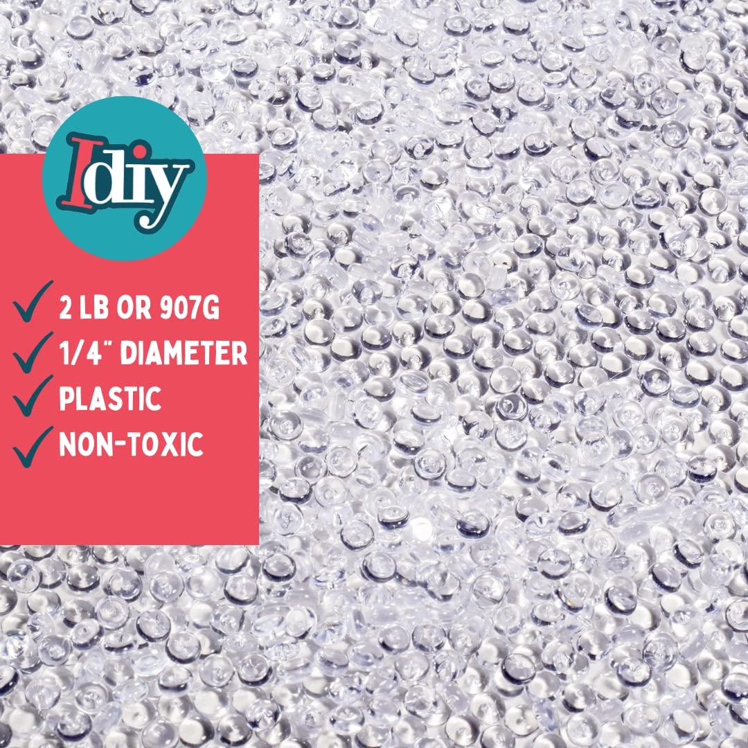 IDIY 32 oz Vase Fillers (2 Pound Clear Flat Plastic Bead Drops) -Quarter Inch 1/4" -Perfect Event Decorations, Table Scatters, Slime ad Ins, Baby Shower, DIY Craft Art Project - Image 6