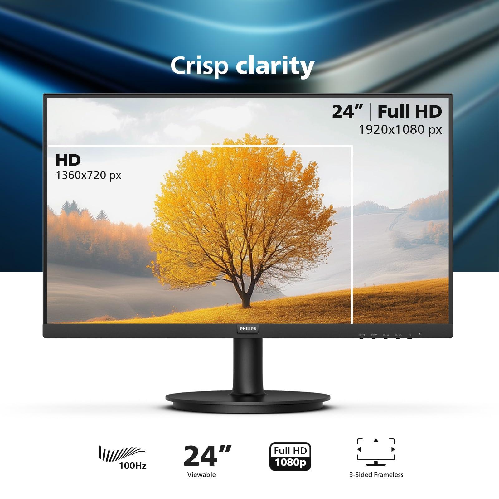 PHILIPS 24 inch Frameless Full HD (1920 x 1080) 100Hz Monitor, VESA, HDMI x1, VGA Port x1, Eye Care, 4 Year Advance Replacement Warranty, 241V8LB - Image 2