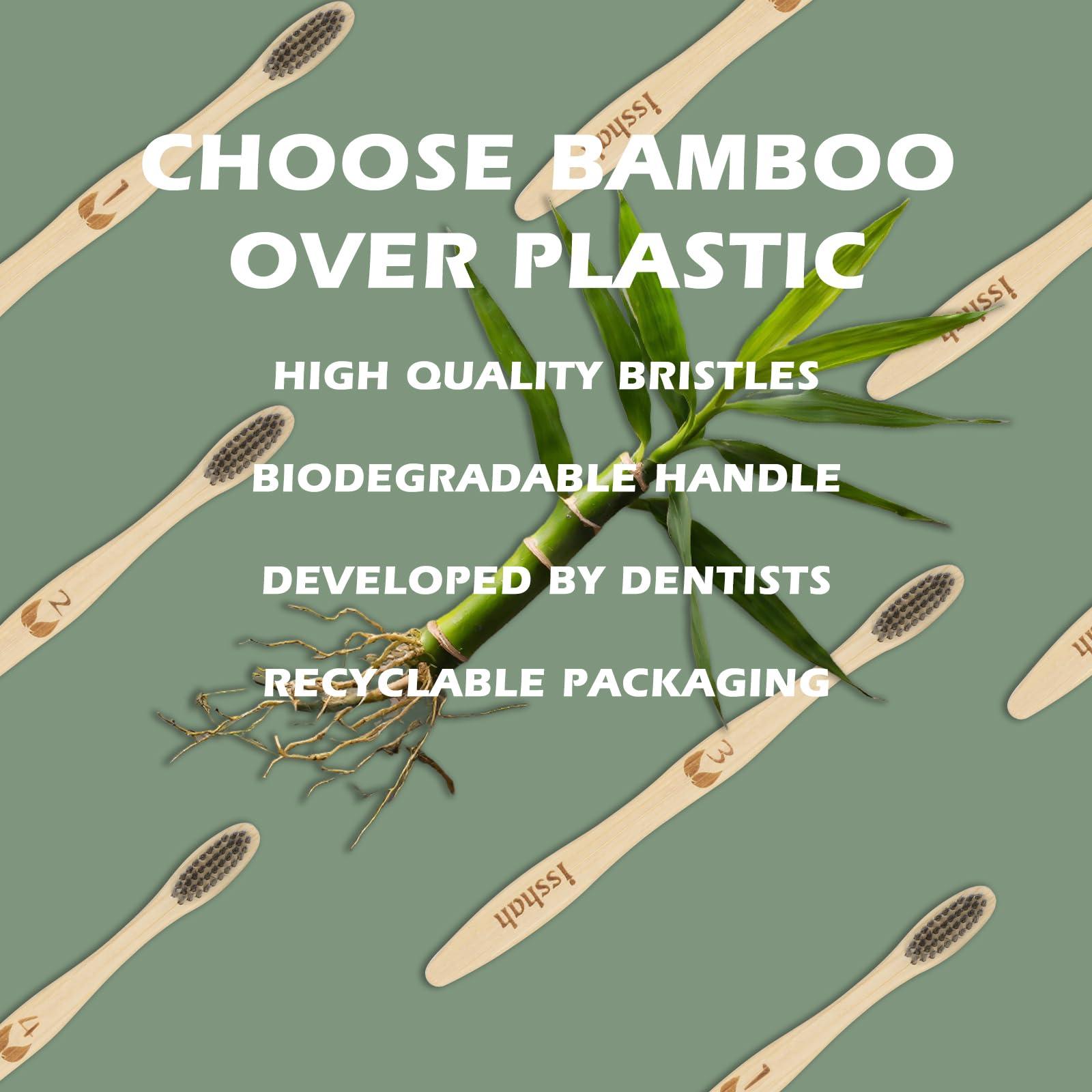 Isshah Biodegradable Eco-Friendly Natural Bamboo Charcoal Toothbrushes, FSC Certified and PETA Approved - 12 Count - Image 5