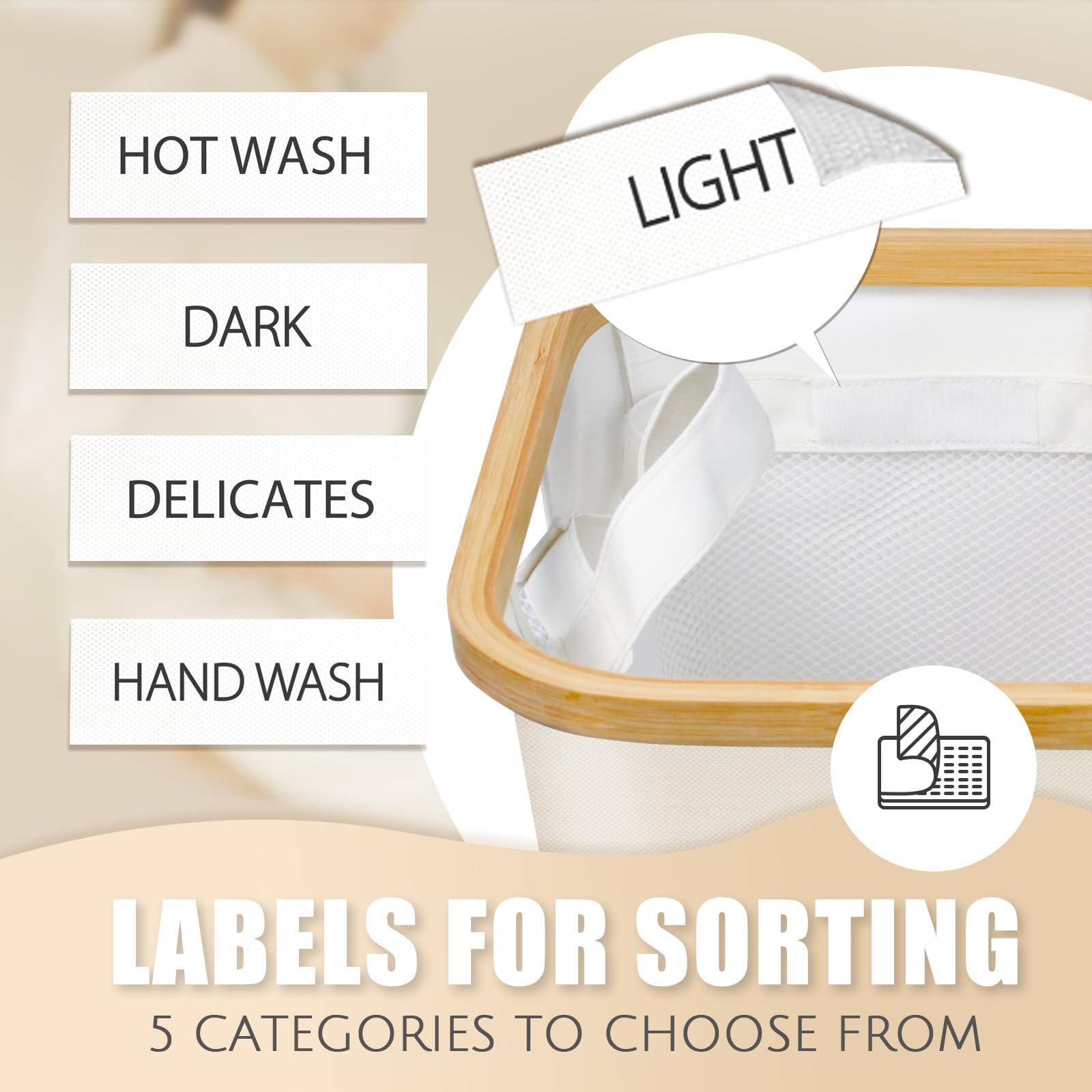 Laundry Basket with Lid, 145L Extra Large Laundry Hamper 3 Section Dirty Clothes Hampers for Laundry Divided Laundry Basket Organizer for Bedroom,Laundry Room,Dirty Clothing Hamper,Beige - Image 4