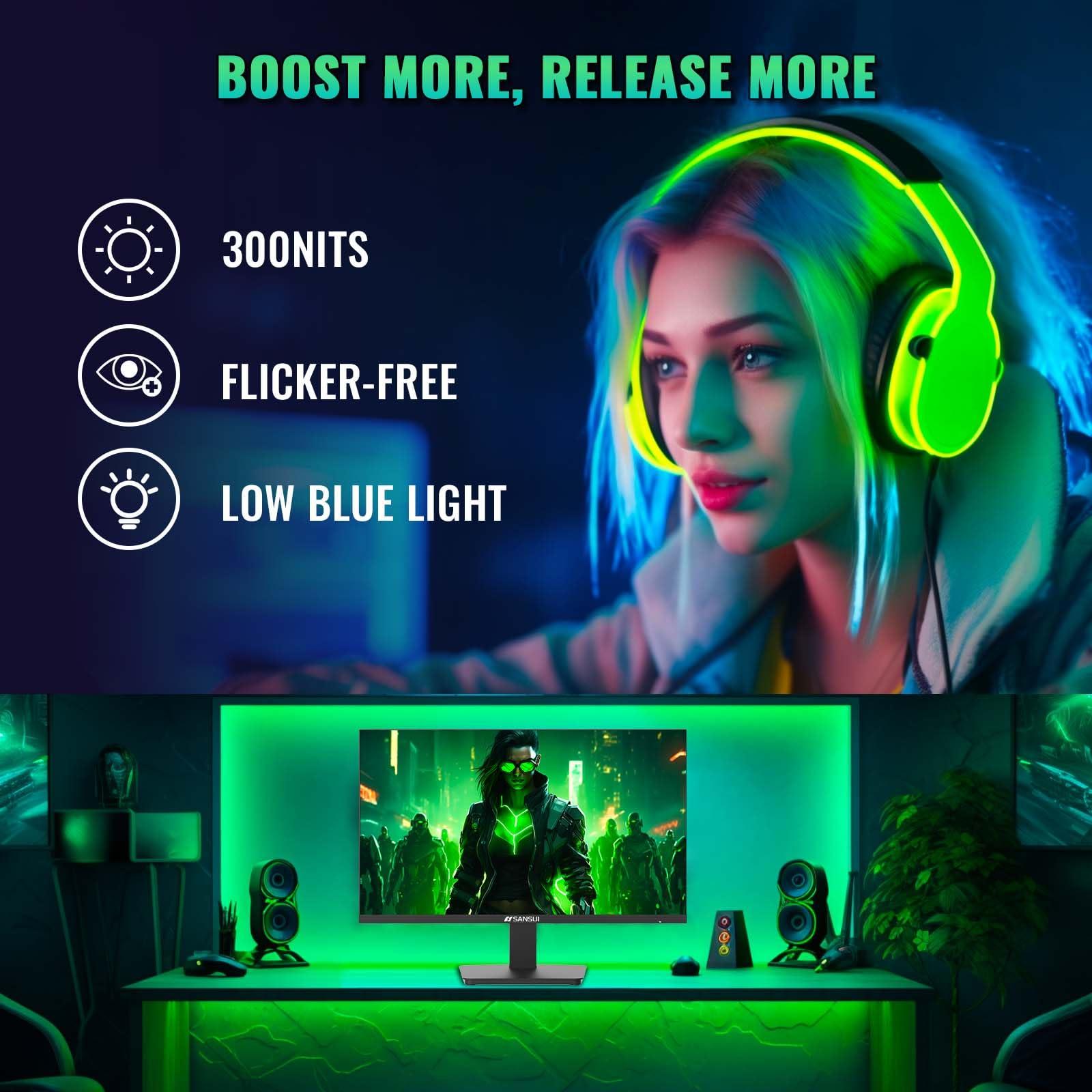 SANSUI Gaming Monitor 27 inch 165Hz 1ms PC Gaming Computer Monitor -FHD 1080P丨AMD FreeSync丨2 x HDMI 2.0丨1 x Display Port 1.4丨IPS丨Blacklevel Adjust丨VESA Compatible,Black (ES-G27F2) - Image 4
