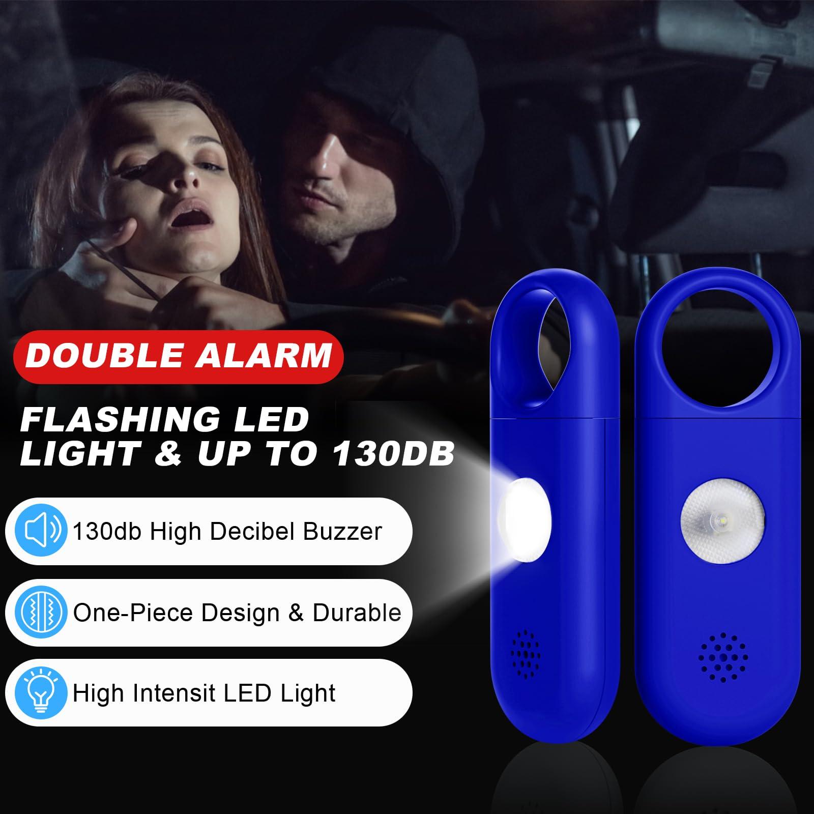 Personal Safety Alarm for Women - 130dB Self Defense Keychains Siren Whistle with Sos LED Strobe Light - Personal Emergency Security Safe Devices Key Chain Alarms for Kids Elderly Blue - Image 3