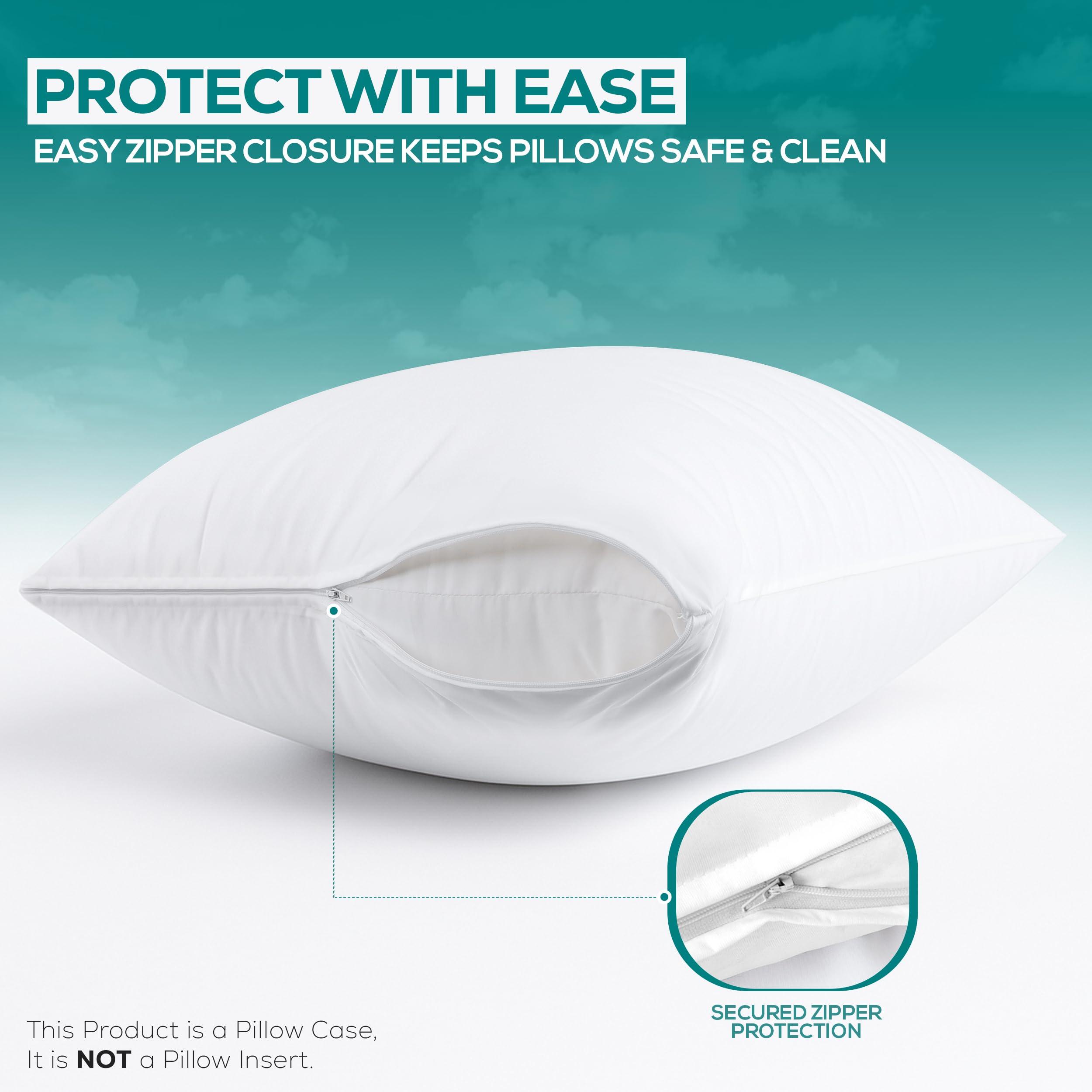 Utopia Bedding Waterproof Pillow Protectors Zippered Queen Size (2 Pack, White), Zippered Pillowcases, Bed Bug Proof Pillow Encasement Covers 20 x 28 Inches - Image 5