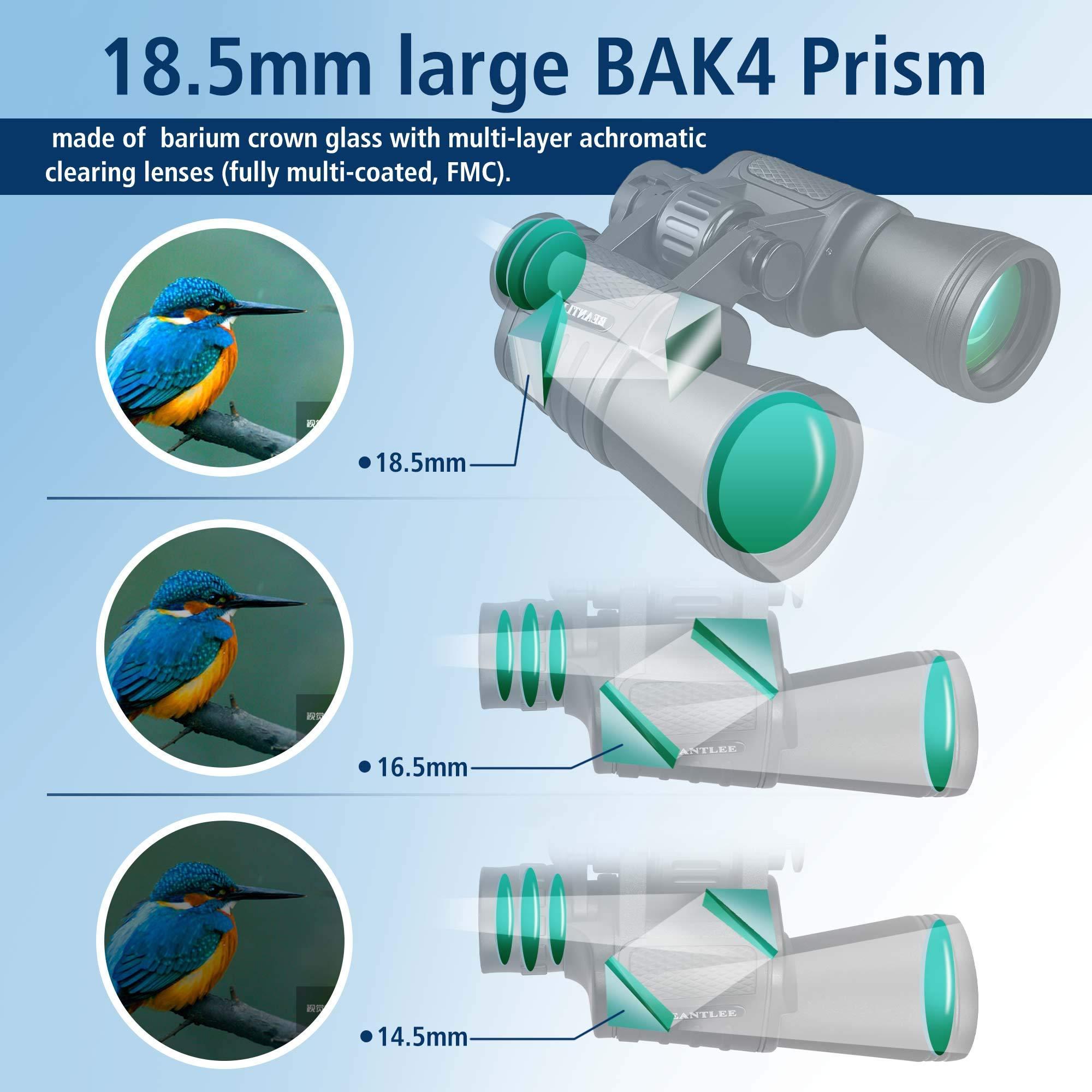 UncleHu 20x50 High Power Binoculars for Adults with Low Light Night Vision, Compact Waterproof Binoculars for Bird Watching Hunting Travel Football Games Stargazing with Carrying Case and Strap - Image 5