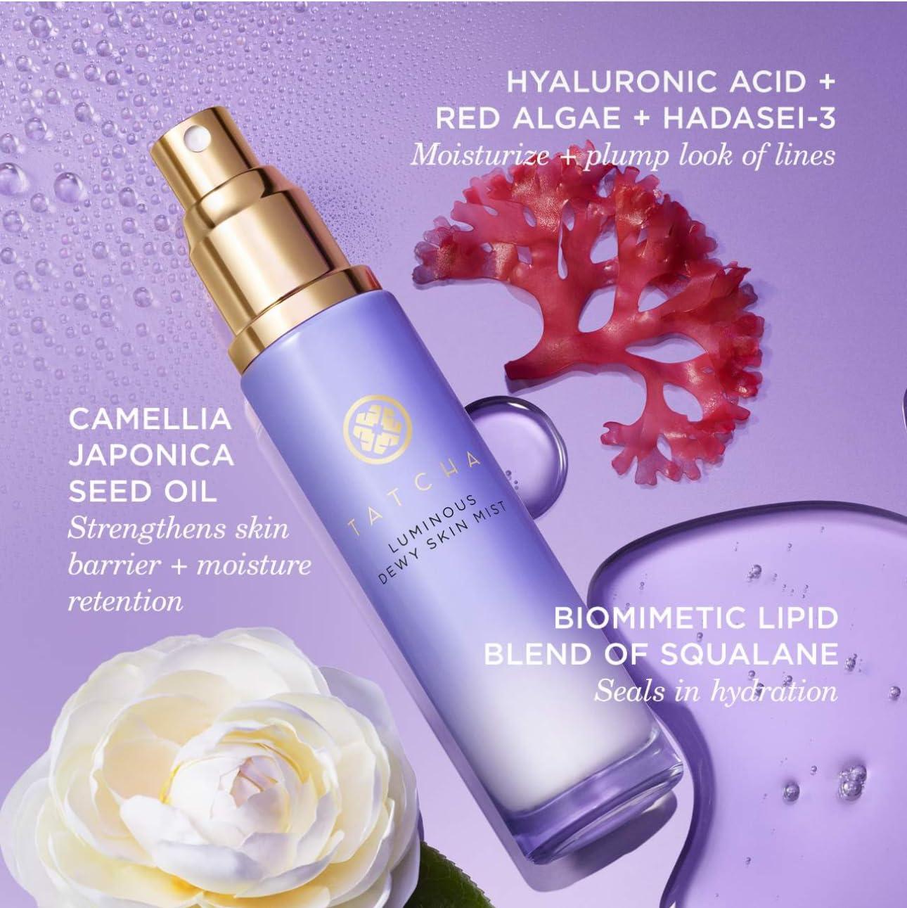 Tatcha Luminous Dewy Skin Mist | 2-in-1 Hydrator & Finishing Spray with Hyaluronic Acid for a Dewy Glow | 1.35 oz - Image 5