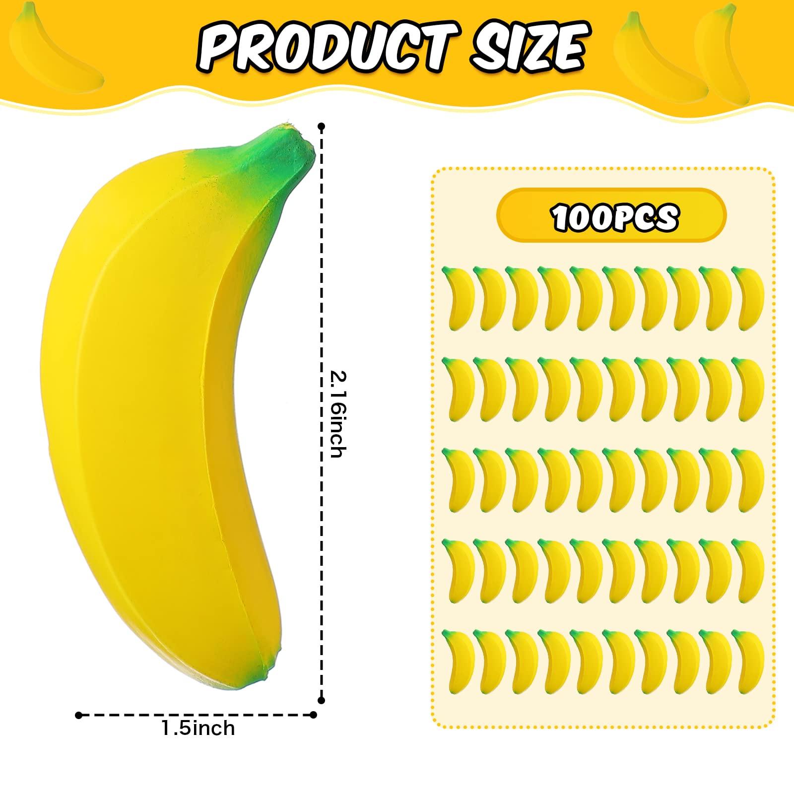 Jerify 100 Pcs Banana Stress Toys Stretchy Banana Fidget Toys Realistic Stretchy Pu Foam Party Favors for Teens and Adults(2.36 Inches) - Image 3