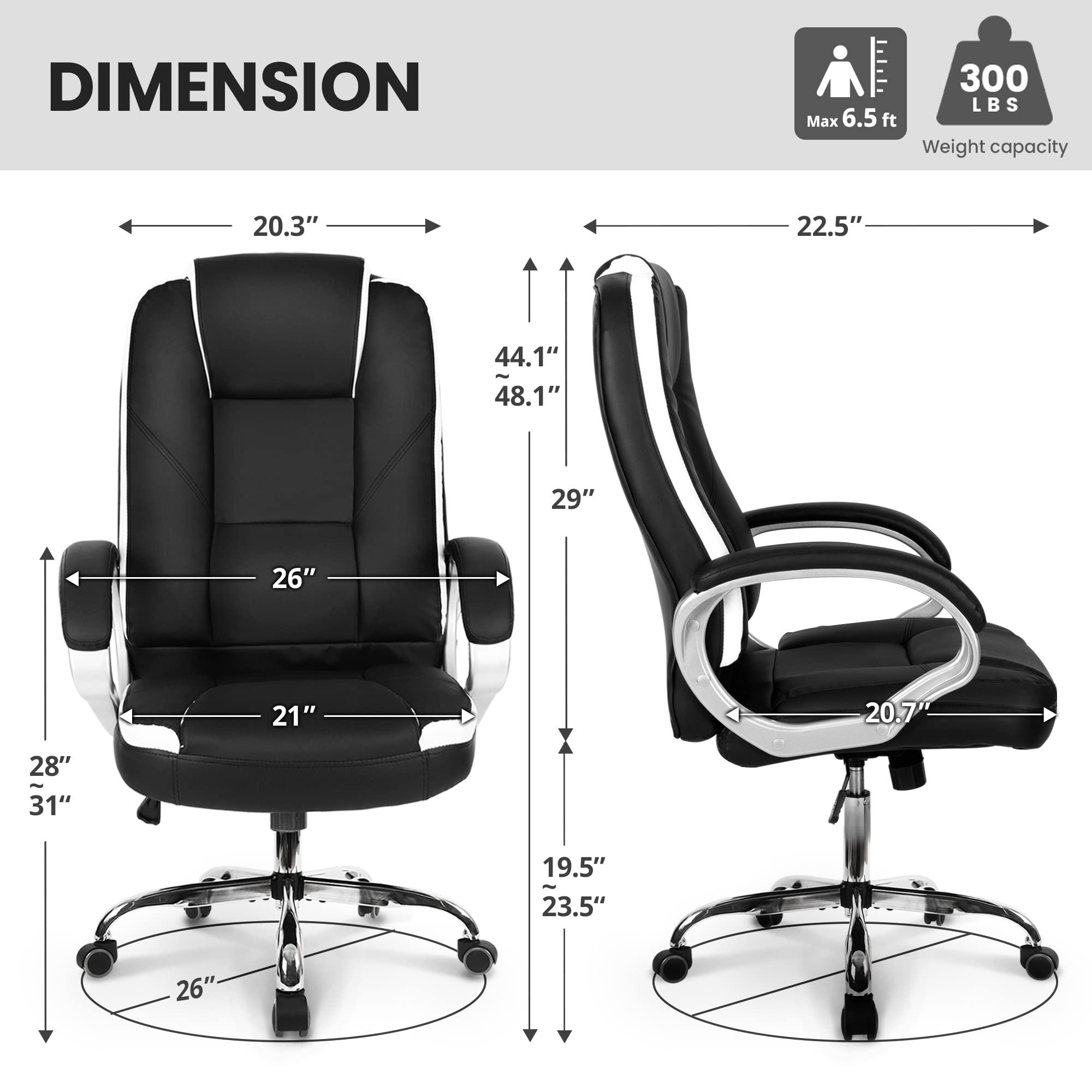 NEO CHAIR Office Desk Ergonomic Gaming Chair High Back Adjustable Computer Chair with Wheels and Lumbar Support Comfy Leather Executive Swivel (Black) - Image 3
