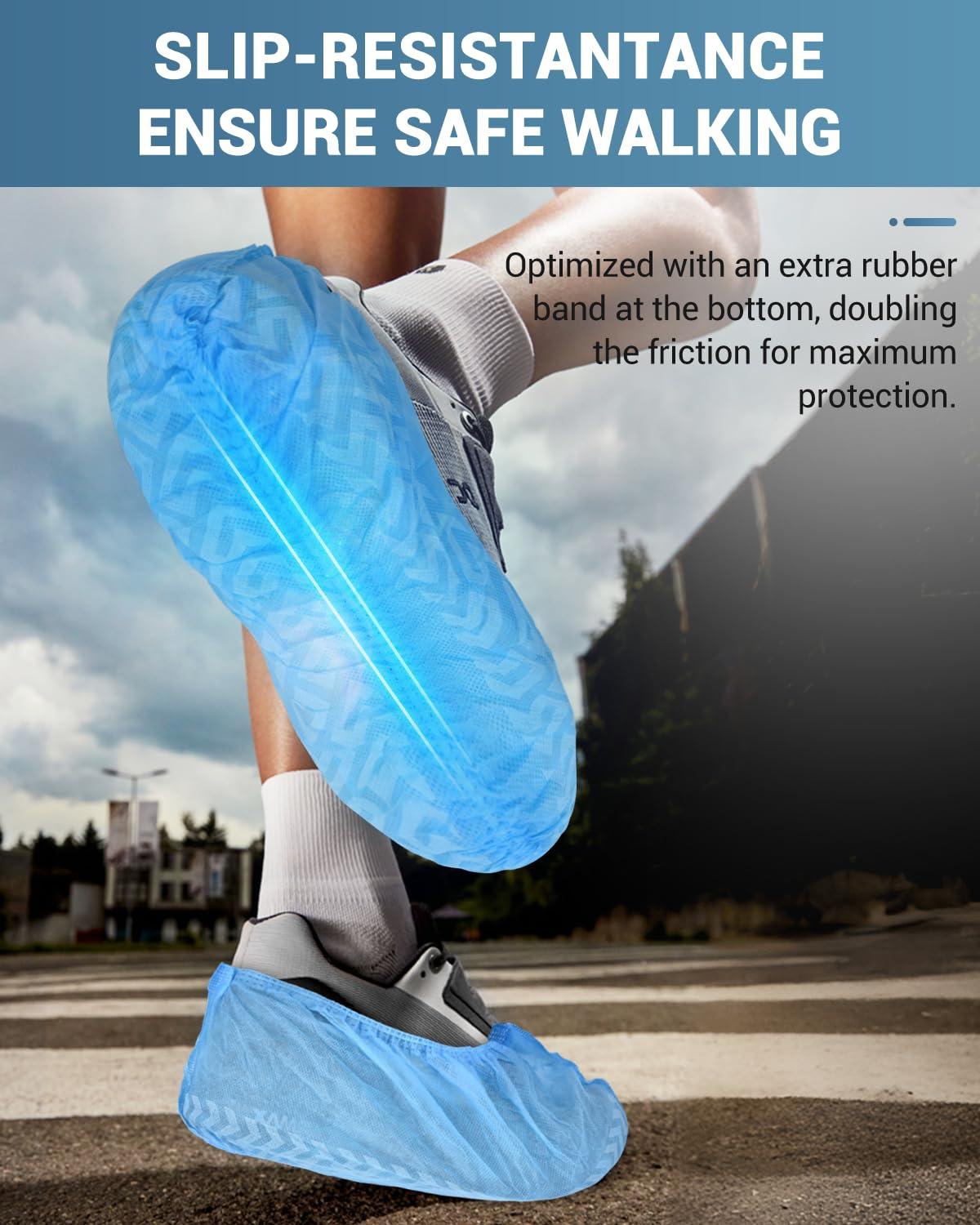 Buself X-Large 100 Count Shoe Covers Disposable Non-Slip, Premium Cloth Boot Covers, Slip-resistant, Durable, Breathable, Non-toxic, Recyclable, Stretchable Fits Up to Size 13 US Men - Blue - Image 3