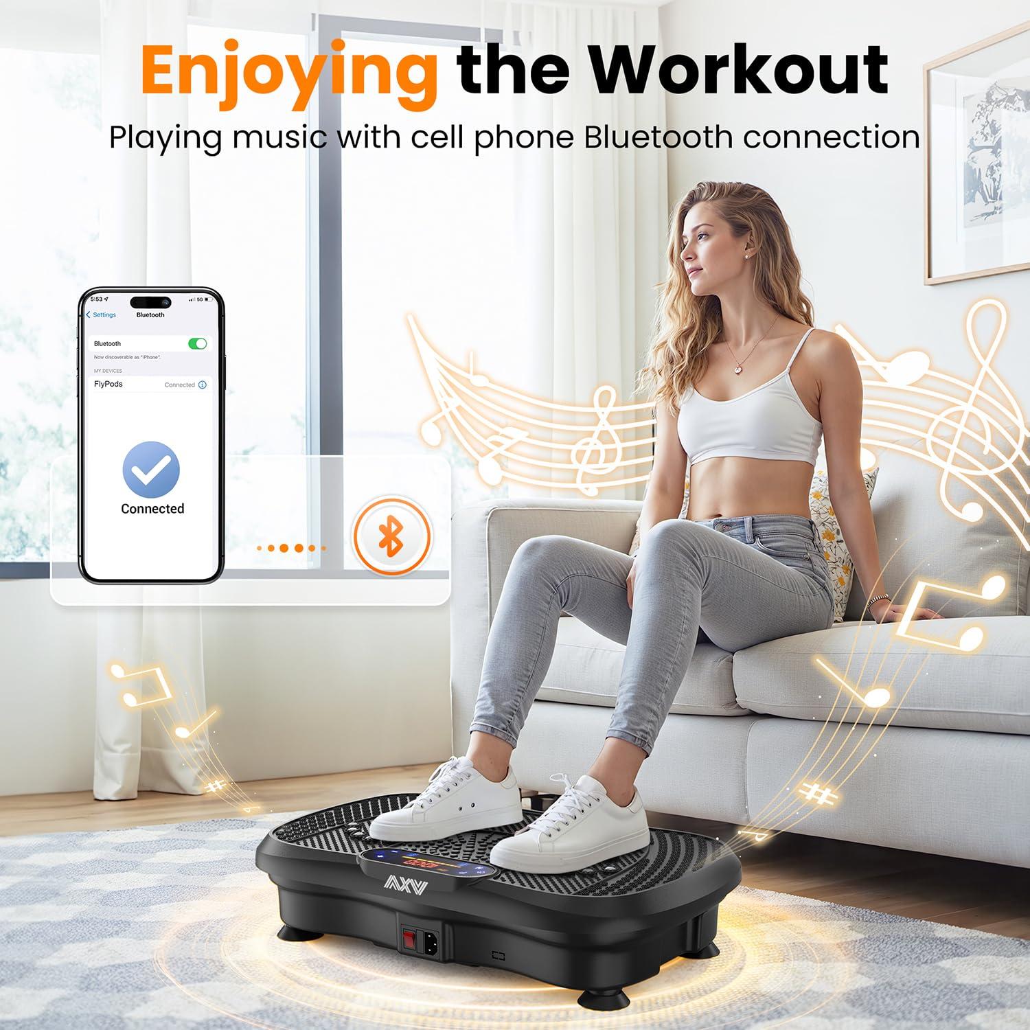 AXV Vibration Plate Fitness Platform Exercise Machine Vibrating Lymphatic Drainage Shaking Full Body Shaker Workout Vibrate Stand Shake Board Sport Gym for Weight Loss Fat Burner for Women Men - Image 3