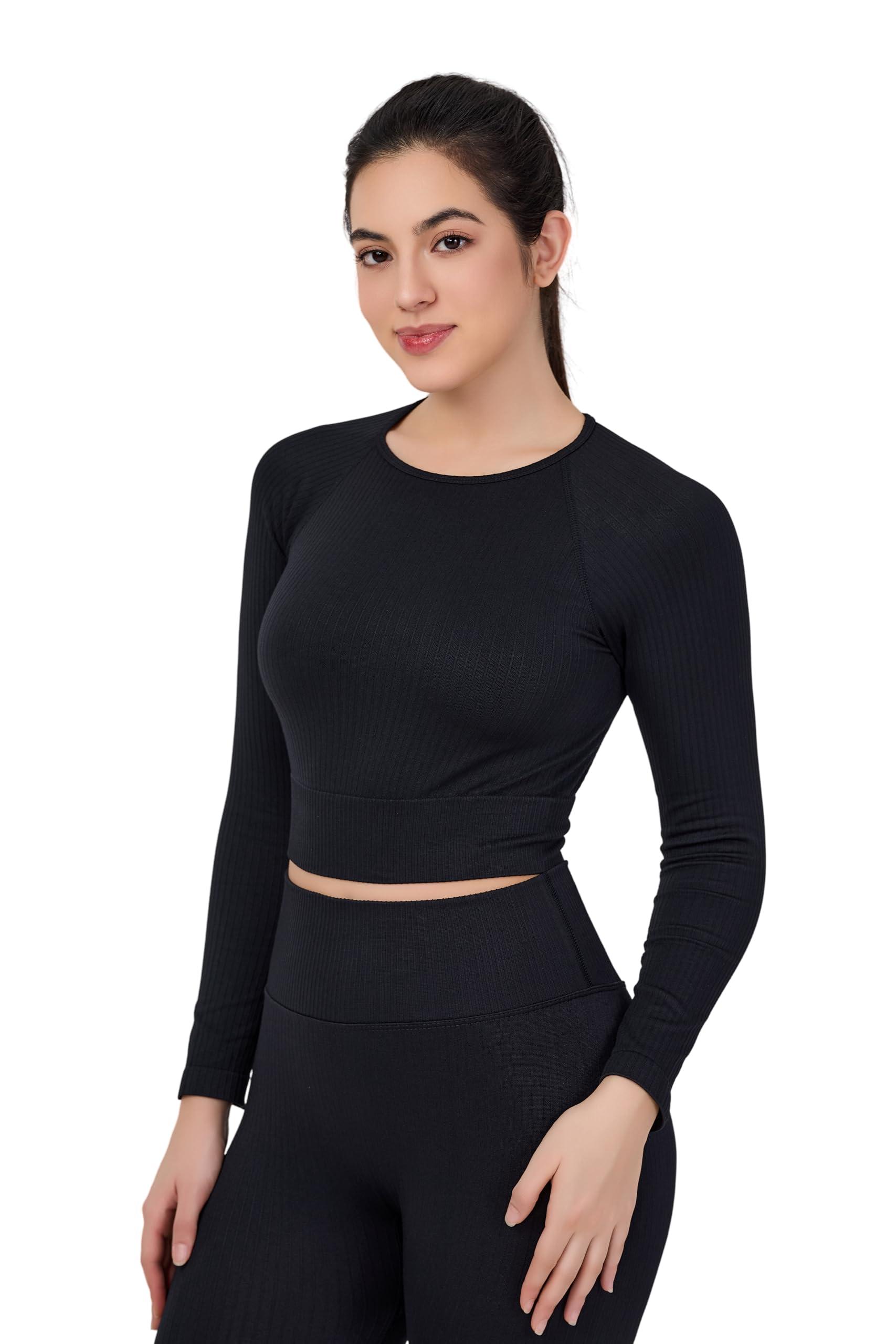 LILISEN Women's Long Sleeve Workout Set - Leggings Sets Women 2 Piece Outfits - Workout Set Long Sleeve - Image 3