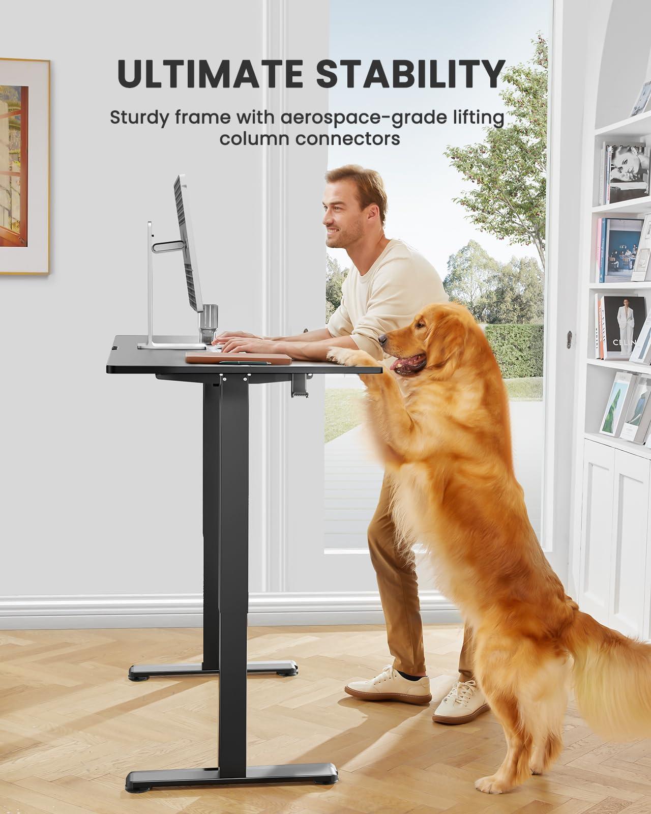 ErGear Height Adjustable Electric Standing Desk, 48 x 24 Inches Sit Stand up Desk, Memory Computer Home Office Desk with Two-Piece Desktop (Black) - Image 4