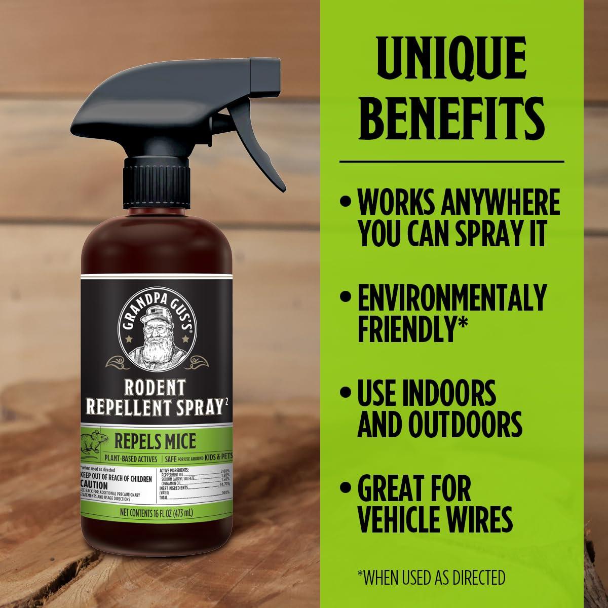 Grandpa Gus's Rodent Repellent Spray, Peppermint & Cinnamon Oil, Prevents Mouse/Rats from Nesting & Chewing on Wires, 16 fl oz (Pack of 1) - Image 4