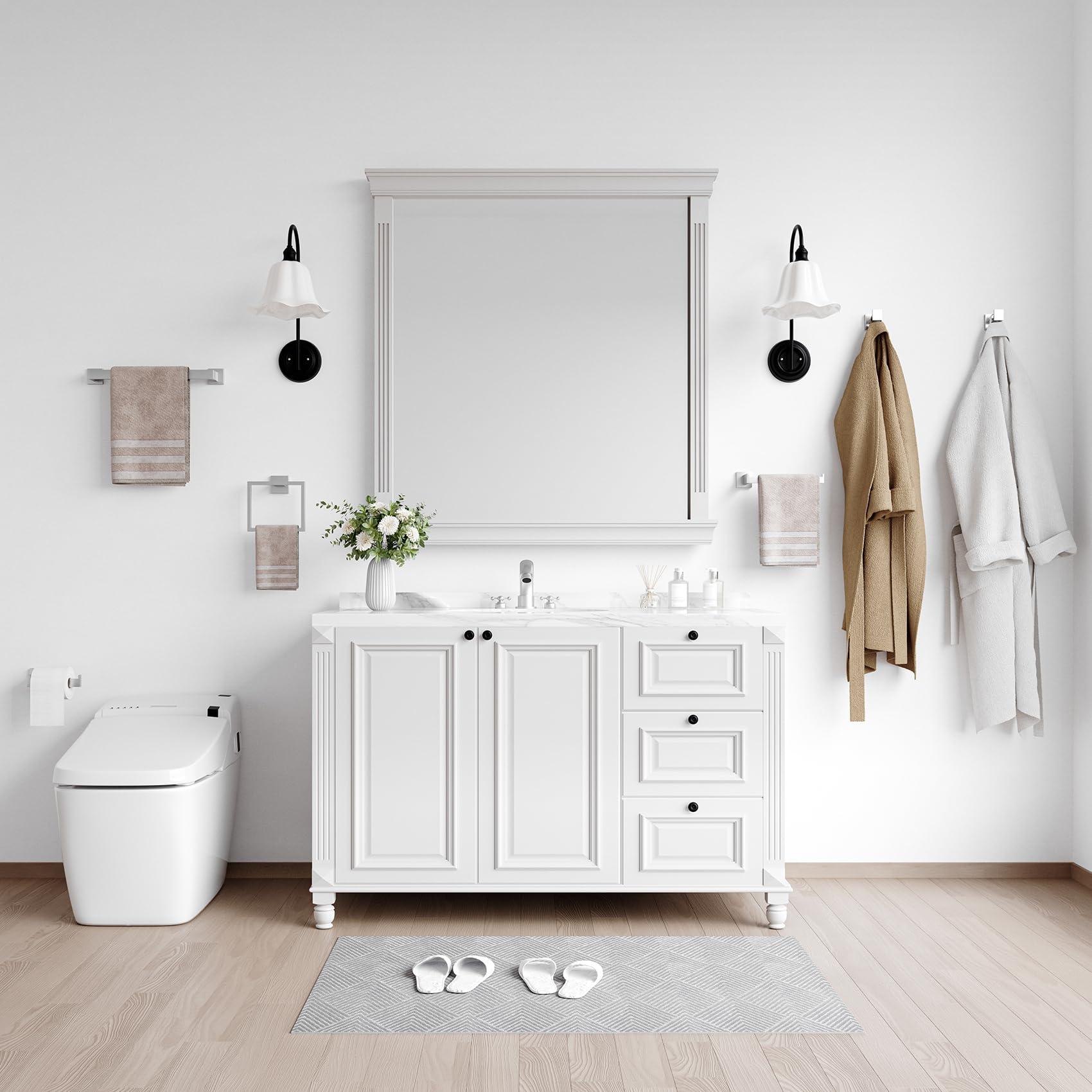 4 Piece Brushed Nickel Bathroom Hardware Set - Bath Towel Bar Set Including - Wall Mounted 16" Towel Rack - Toilet Paper Holder - Robe Towel Hook - Image 5