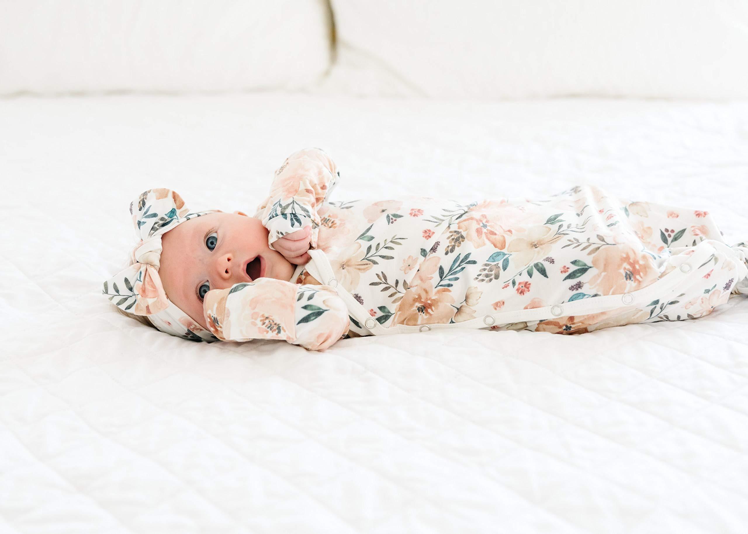 Copper Pearl Baby Gown - Knotted Newborn Sleepers for Baby Boy and Girl, Soft Stretchy Long Sleeve Infant Gowns with Bottom Tie and Hand Mittens, Perfect Hospital Coming Home Outfit (Autumn) - Image 9