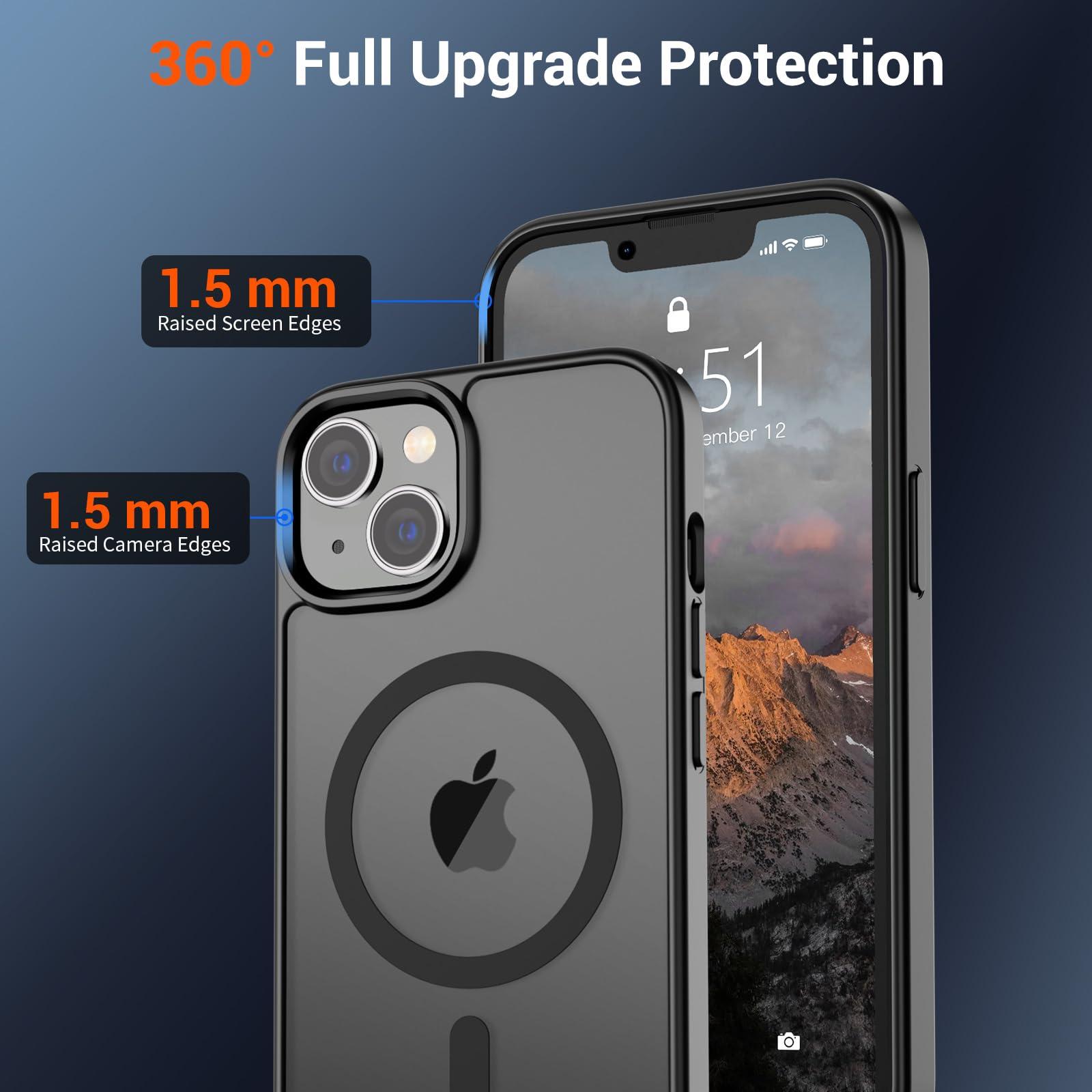 SUPFINE Magnetic for iPhone 14 Case & iPhone 13 Case (Compatible with MagSafe)(Military Grade Drop Protection) Slim Translucent Matte Shockproof Phone Cover,Black - Image 4