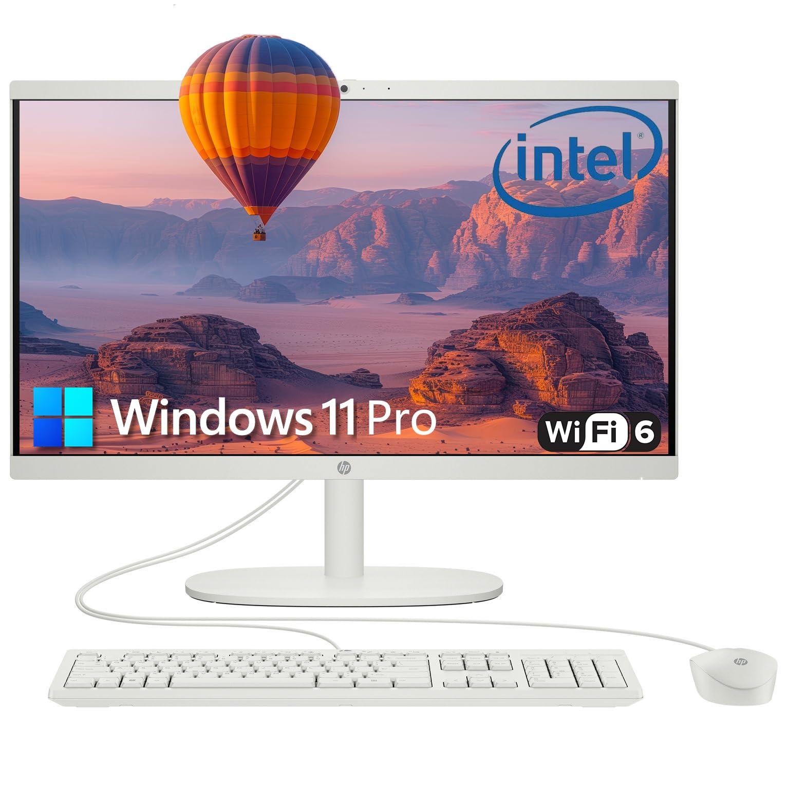 HP 22" All-in-One Desktop Computer for Home and School, Intel Quad-Core Processor (Beat i3-1110G4), FHD Display, 32GB DDR5 RAM, 640GB Storage, WiFi 6, Bluetooth, Business AIO, Windows 11 Pro, AZ-XUT