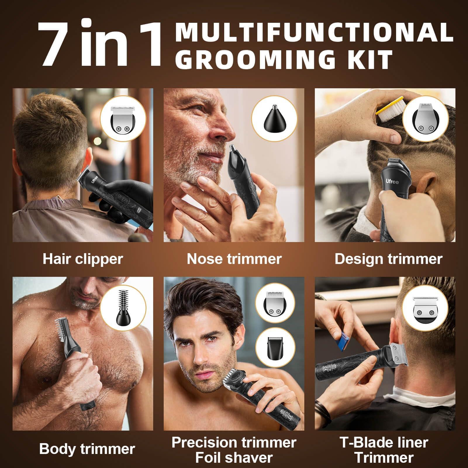 Ufree Beard Trimmer for Men, Electric Razor Shavers, Cordless Hair Clippers, 7 in 1 Beard Grooming Kit for Mustache, Body, Nose and Facial, Gifts for Men - Image 3