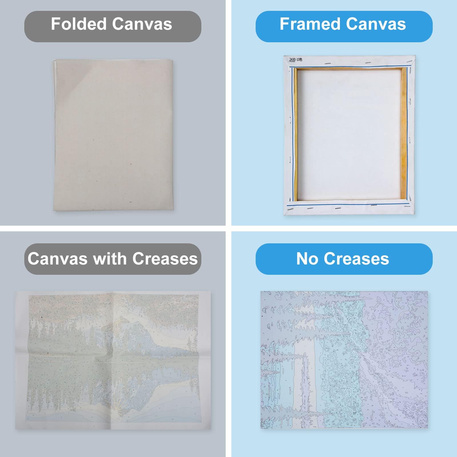 Ninonly 4 Pack Paint by Number for Adults Framed Canvas, DIY Arts and Crafts for Adults Beginner with Wooden Easel, Paint Brushes, Acrylic Paint Set for Home Wall Decor, 9 * 12 Inch - Image 2