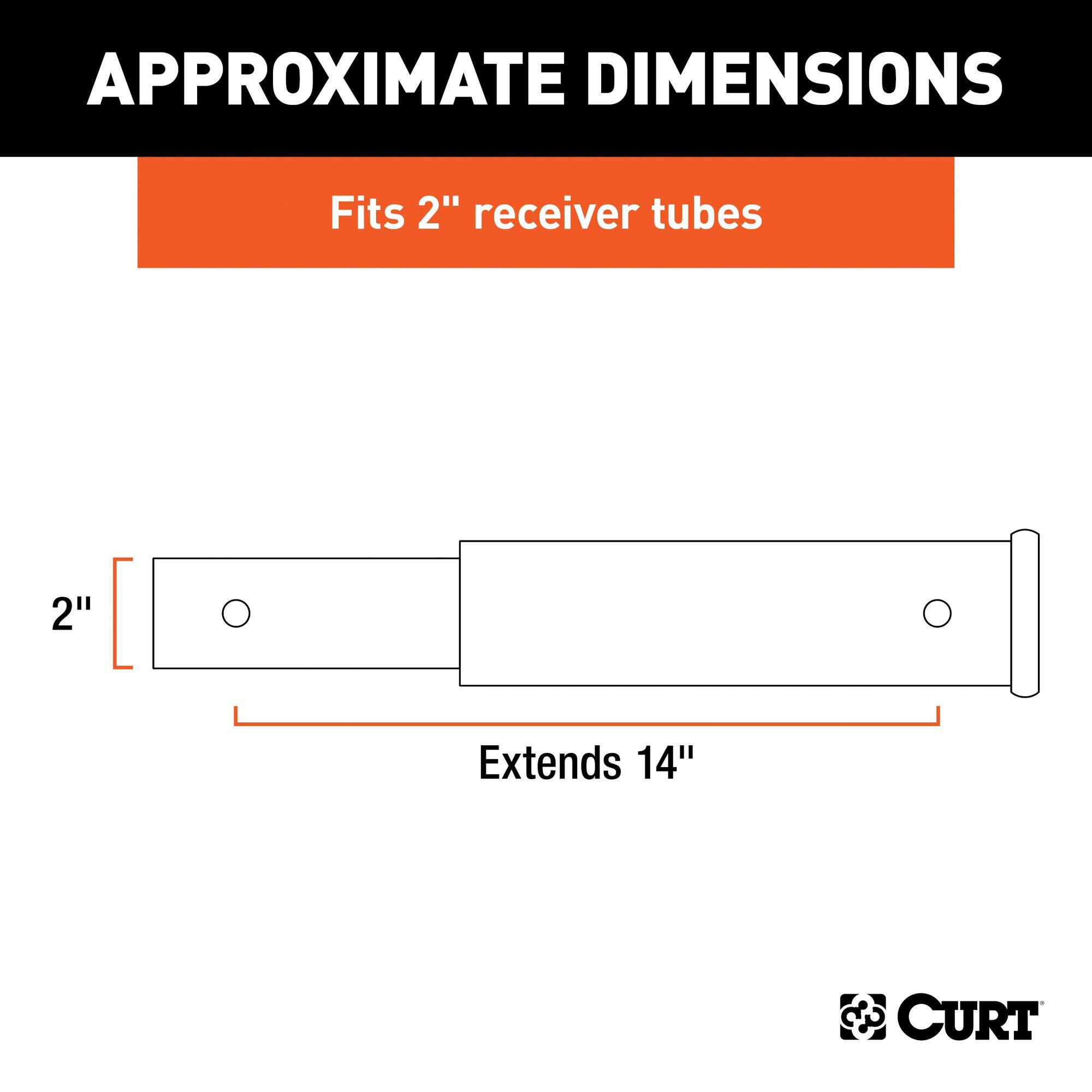 CURT 45795 14-Inch Long Trailer Hitch Extension for 2-Inch Receiver, 3,500 lbs - Image 2