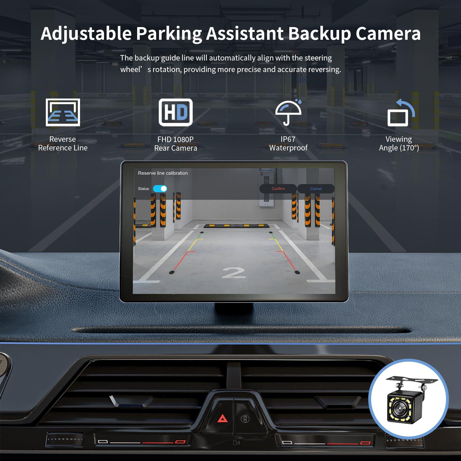 Portable Apple Carplay Screen for Car, 9" Wireless Apple Carplay & Android Auto,4K Dash Cam,1080p Backup Camera DVR,Car Audio Receivers GPS Navigation Mirror Link, Bluetooth,FM, Siri - Image 6