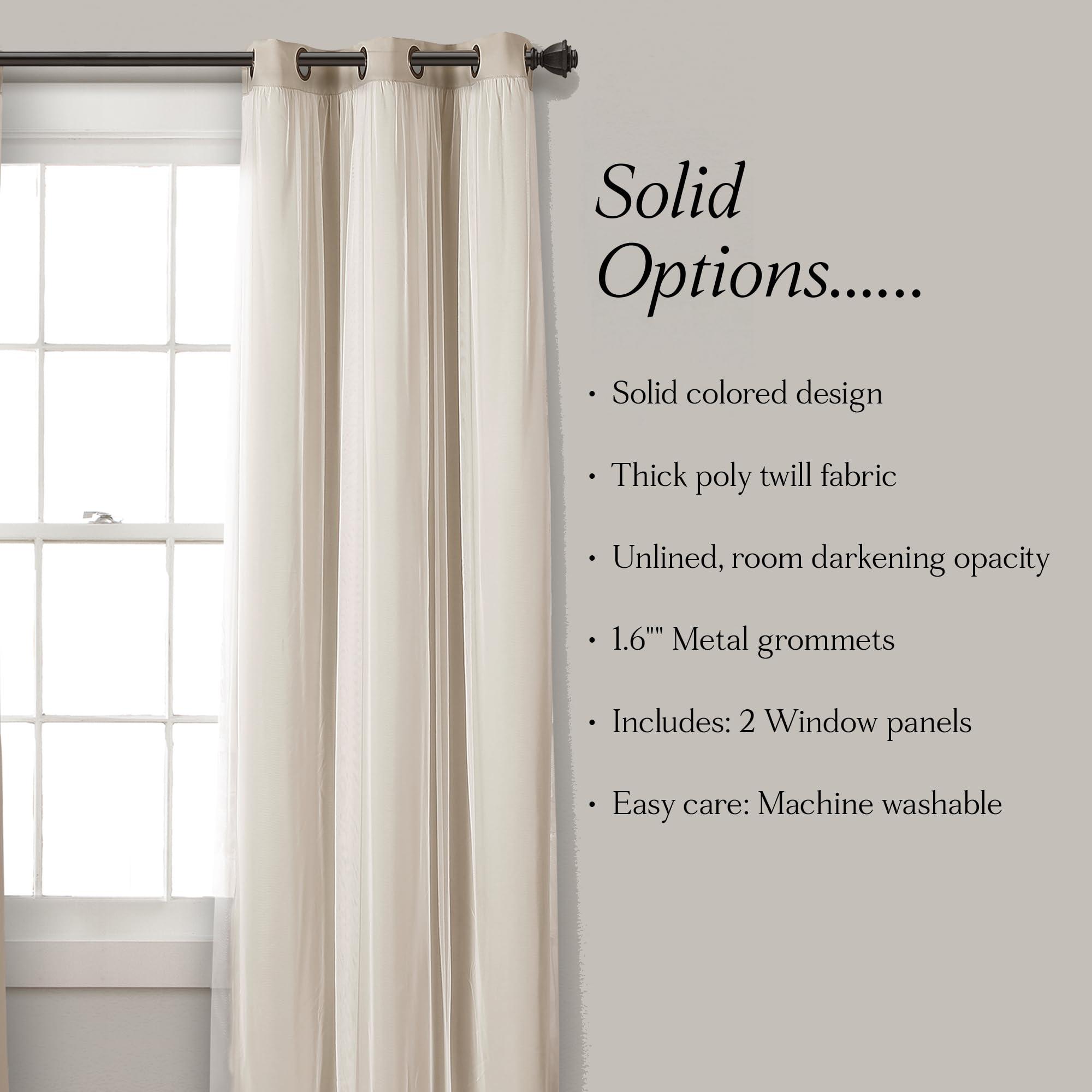 Lush Decor Sheer Grommet Curtains With Insulated Blackout Lining, Window Curtain Panels, Pair, 38"W x 84"L, Wheat - Curtain With Sheer Overlay, Elegant Blackout Curtains for Bedroom - Image 8
