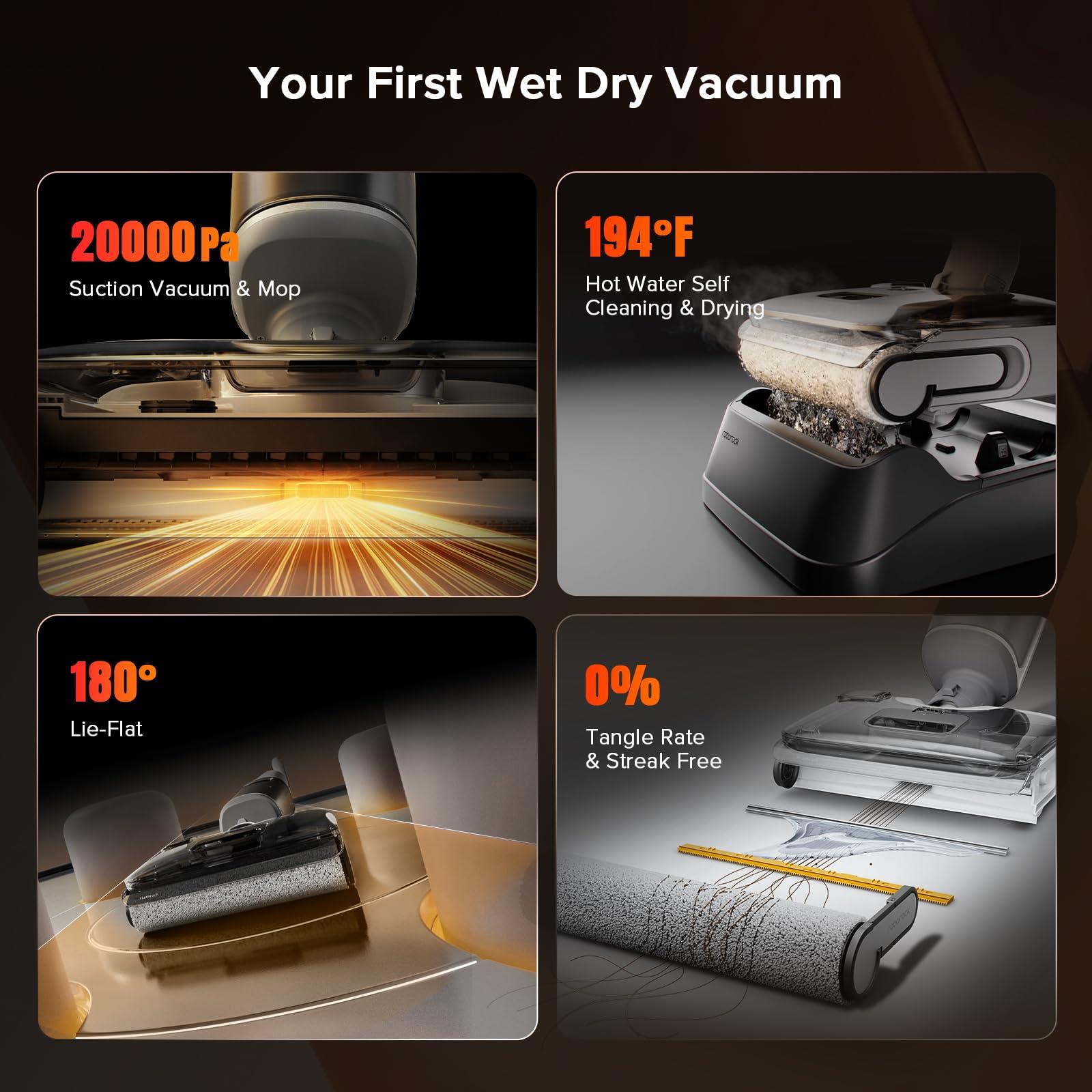 roborock F25 RT Vacuum Mop All in One, Wet Dry Vacuum Cleaner Cordless, 20000Pa Floor Cleaner Machine for Tile Hardwood Wood Vinyl Floor, Edge to Edge Self Cleaning Electric Mop with 180° Lie-Flat - Image 2