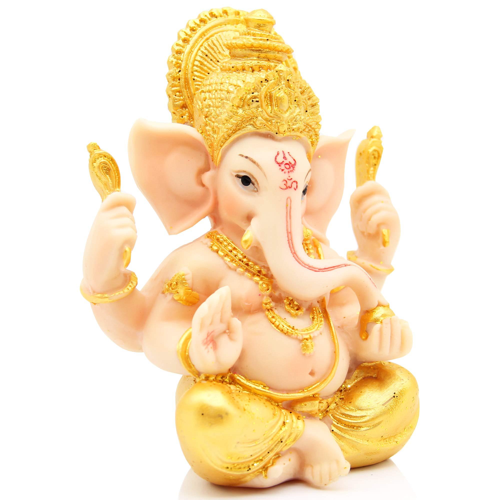 H&W 6''H Blessing A Colored Statue of Lord Ganesha Ganpati Elephant Hindu God, Elephant God Statue, Handmade Sculpture Buddha Figurine Decoration - Image 4