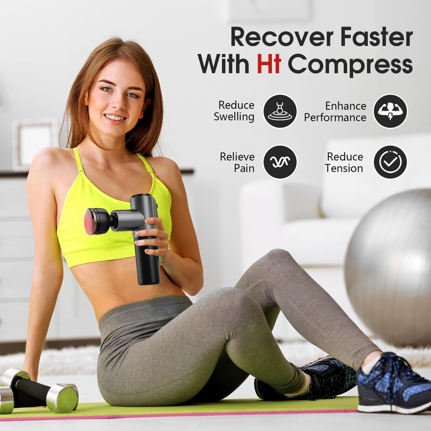 AERLANG Massage Gun Deep Tissue Massager with Heat and Cold Percussion Massage Gun Electric Mini Hand held Massager 5 Speed & 5 Massage Heads Messager Gun Birthday Mothers Day Gifts for Mom Women - Image 4
